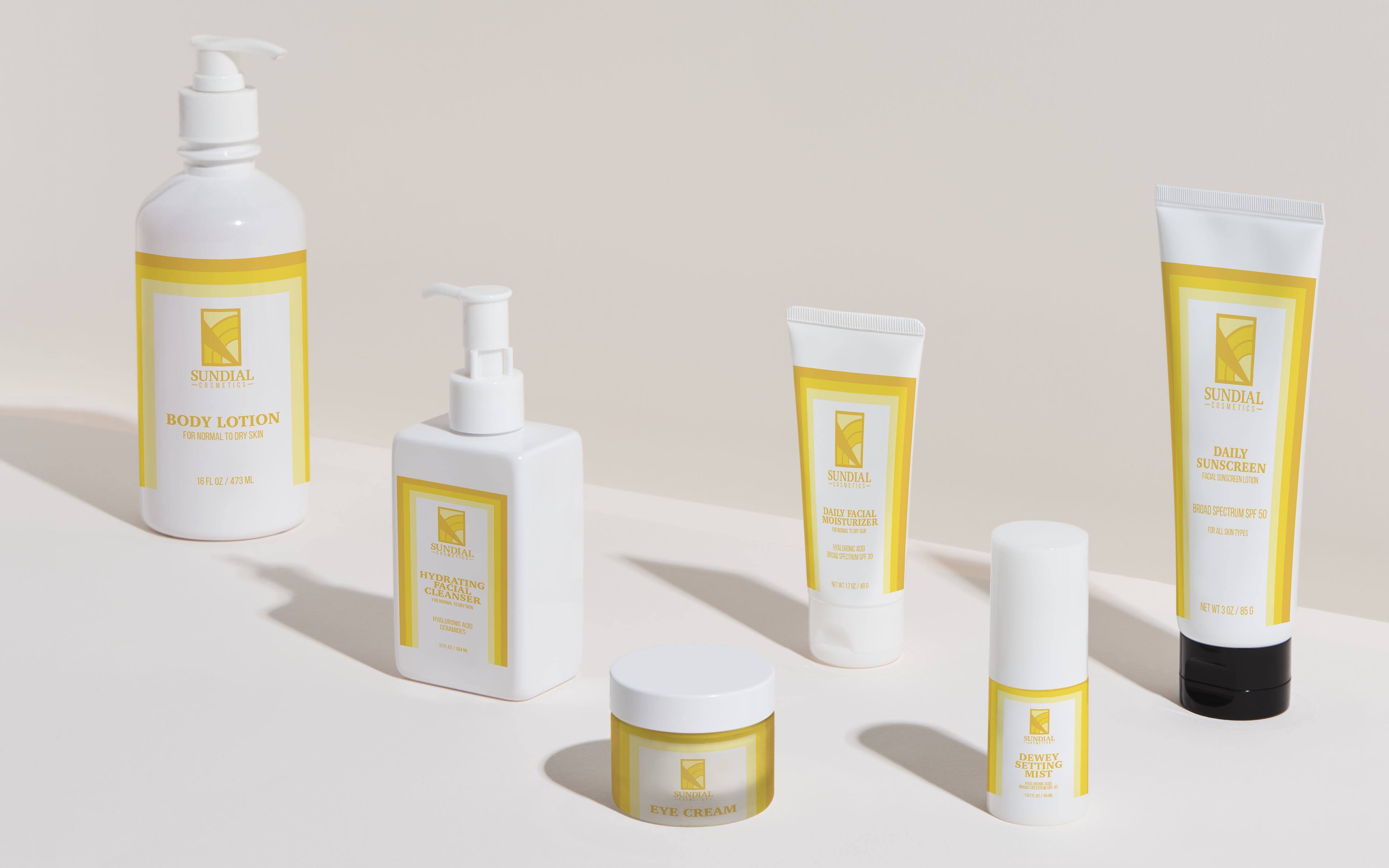 Sundial Cosmetics Product Packaging, 2023.