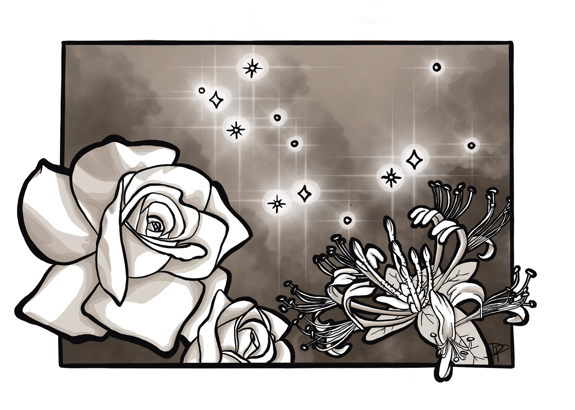 June: Rose & Honeysuckle. Pearl. Gemini & Cancer.