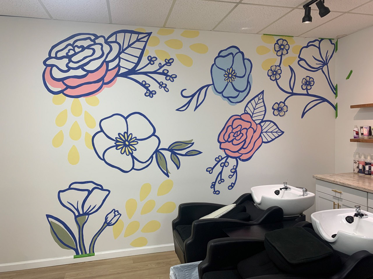 End of Day Progress: 9'x11' Design on the Back Wall