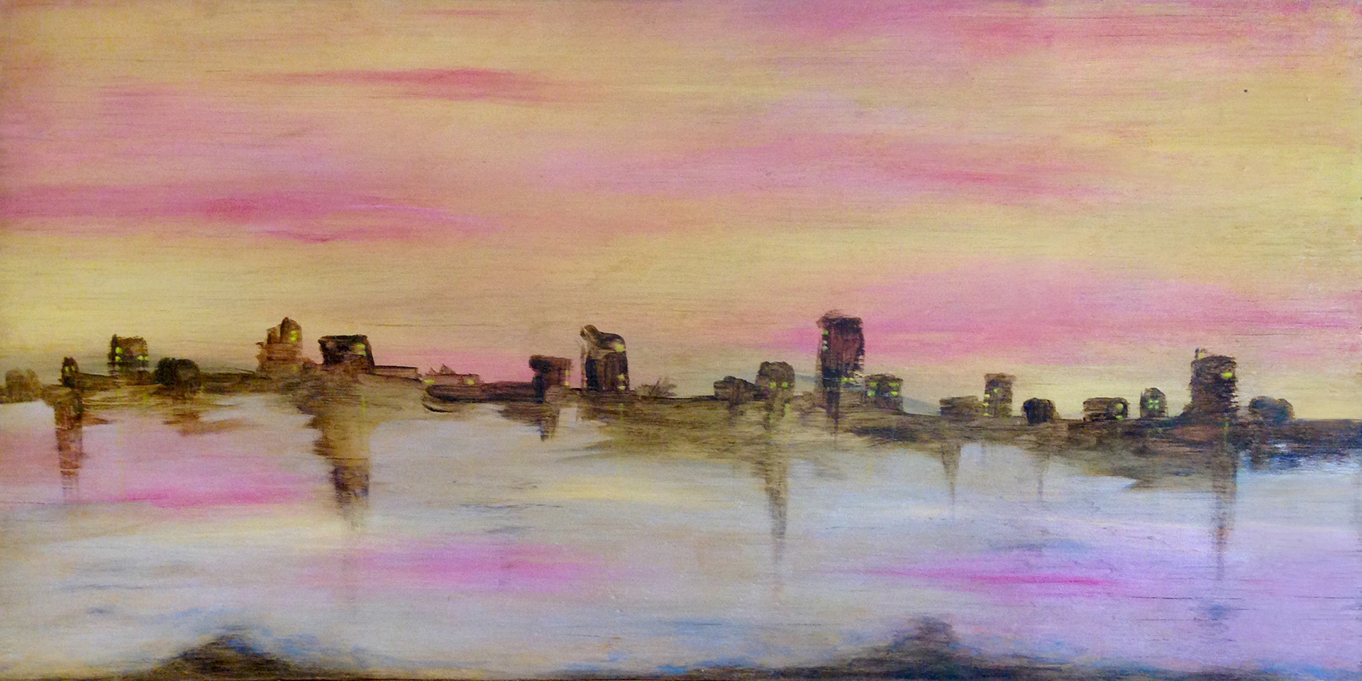 City enTrance - acrylic on wood 48” x 24”