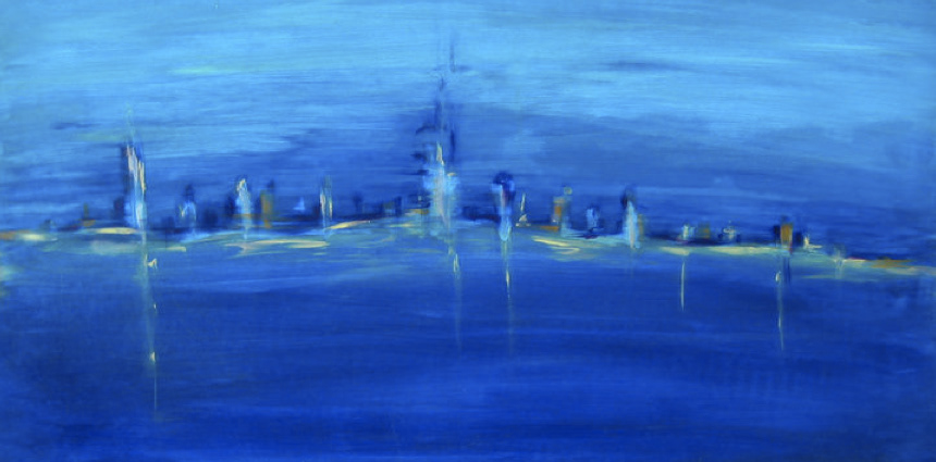 City enFloat - acrylic on wood 16.5” x 33”