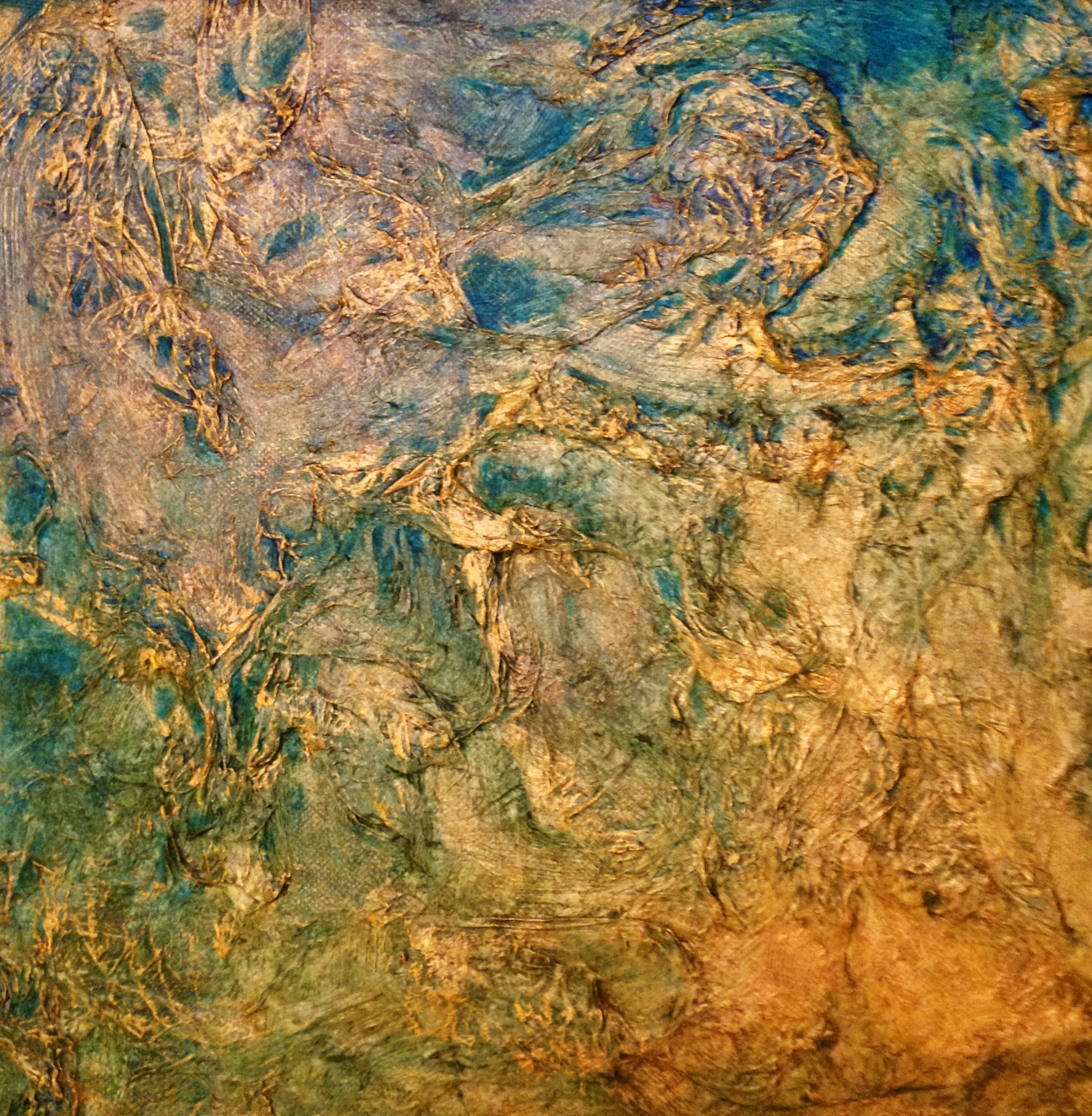 Tissue Burn - acrylic and tissue on canvas