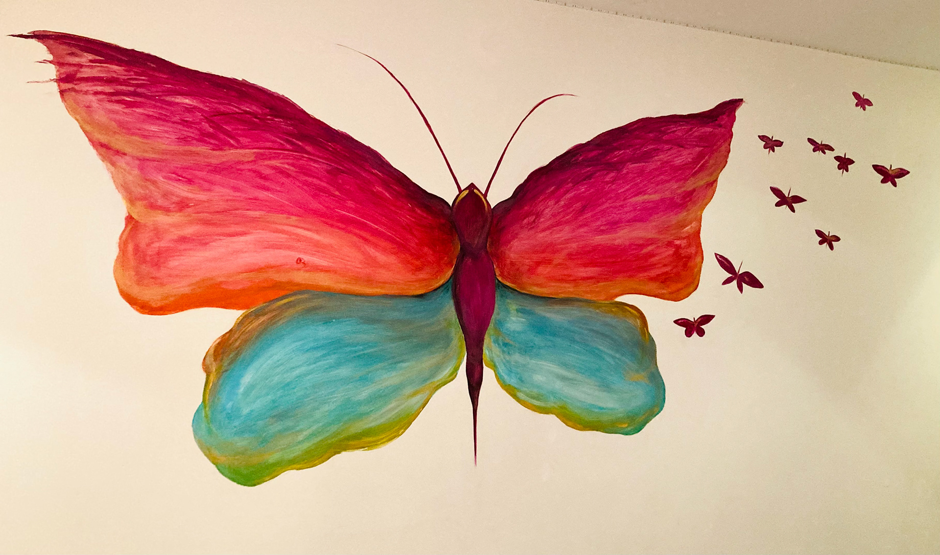 Butterfly Mural - milk paint and glitter 