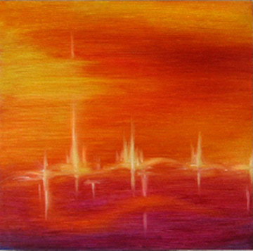 Icicles Dusk - acrylic on wood 11.5” x 11.5”