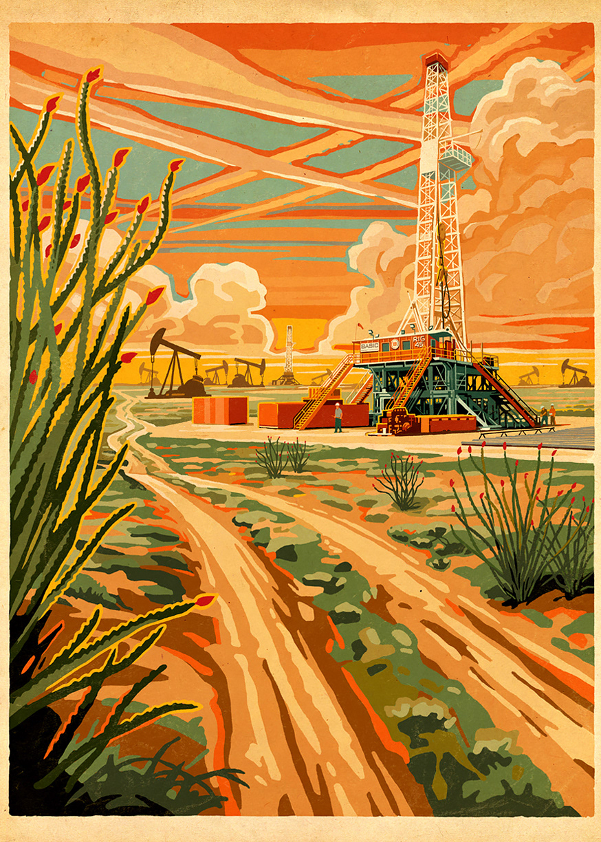 Jeff Foster illustration, retro and vintage digital artist