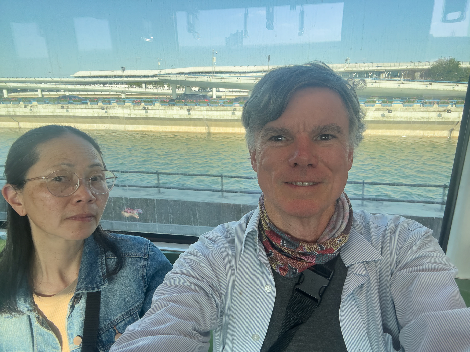On the way to the airport on the train