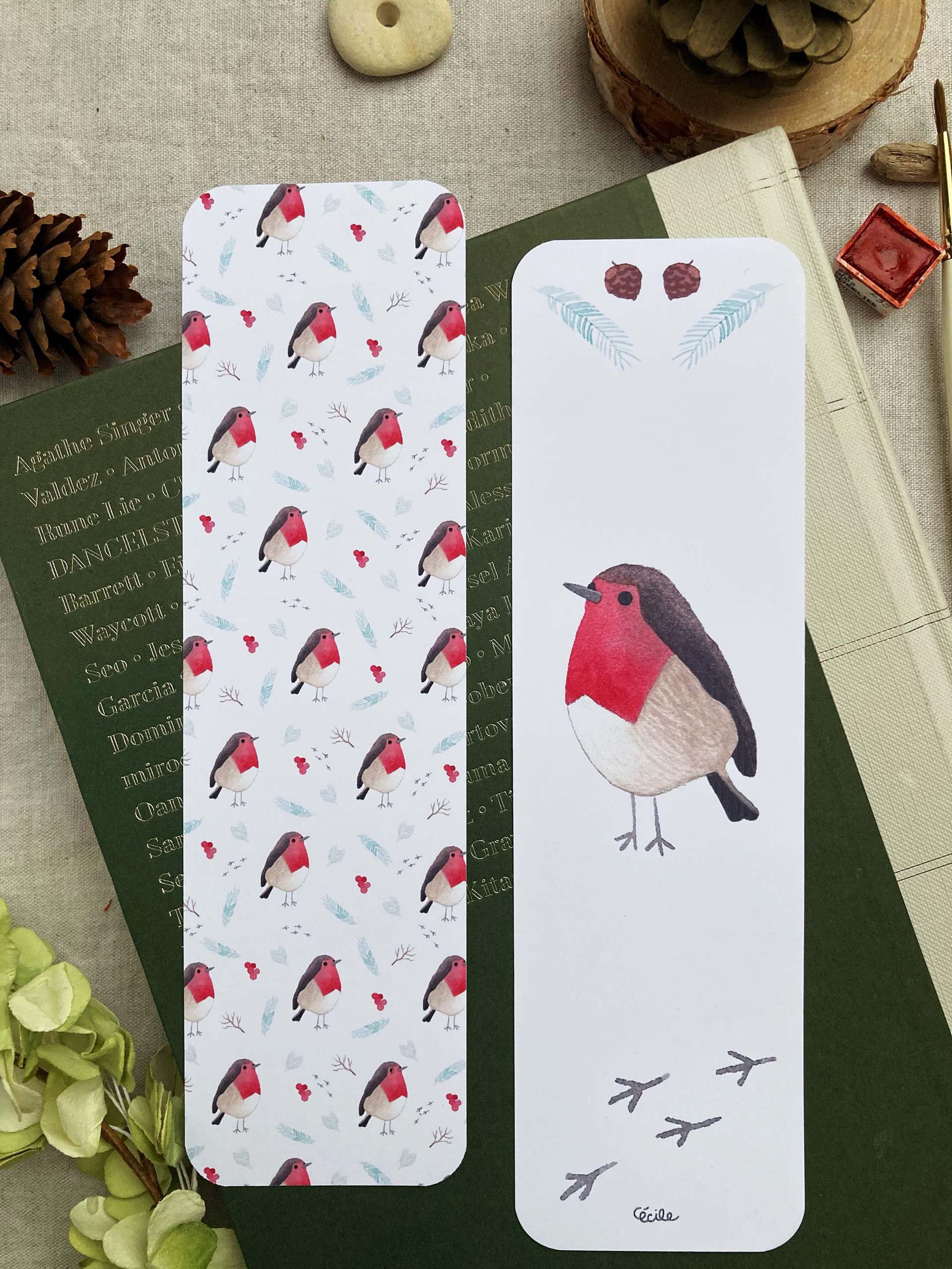 Marque page rouge gorge