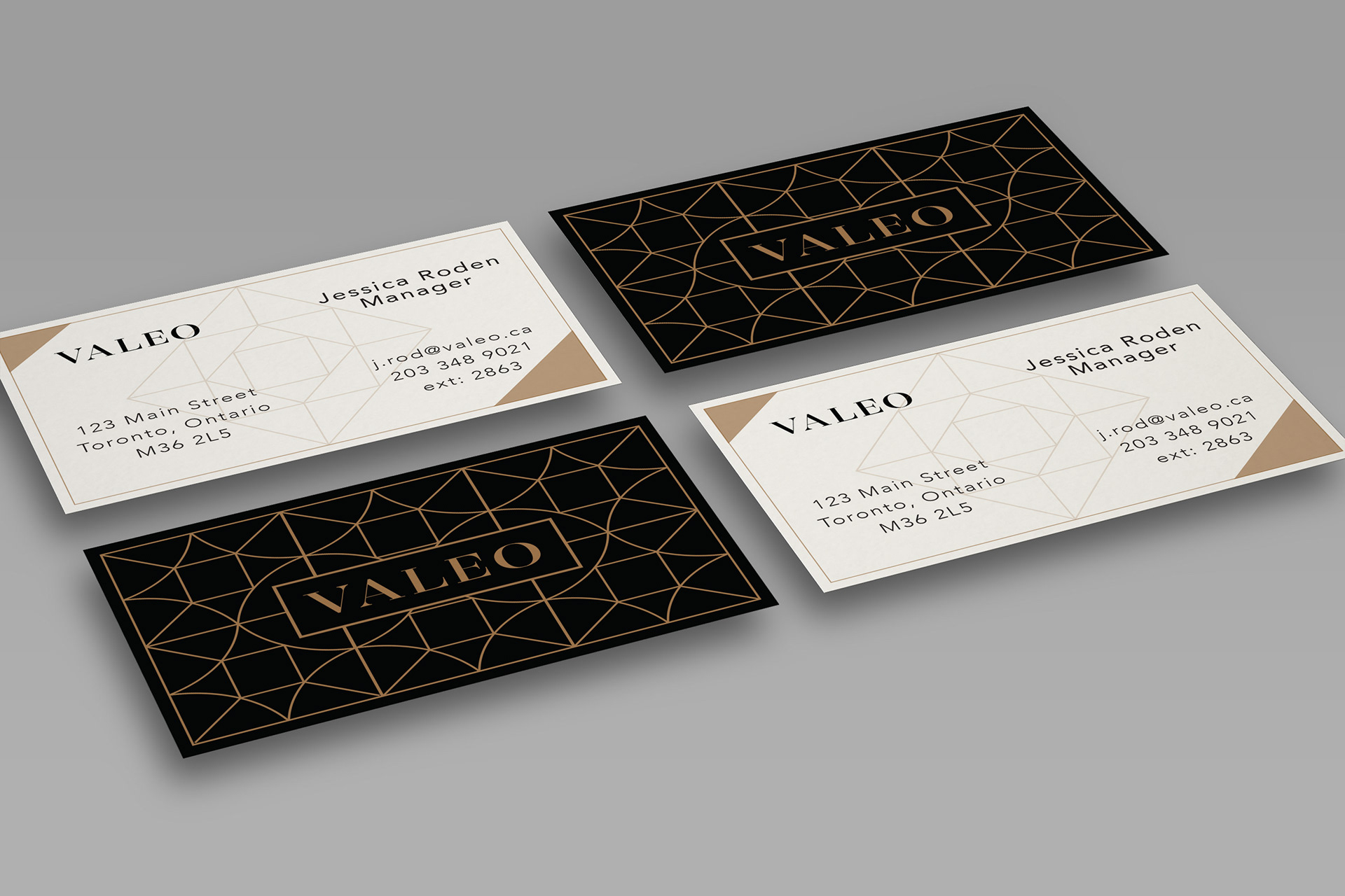 Business card, black and gold colour way.