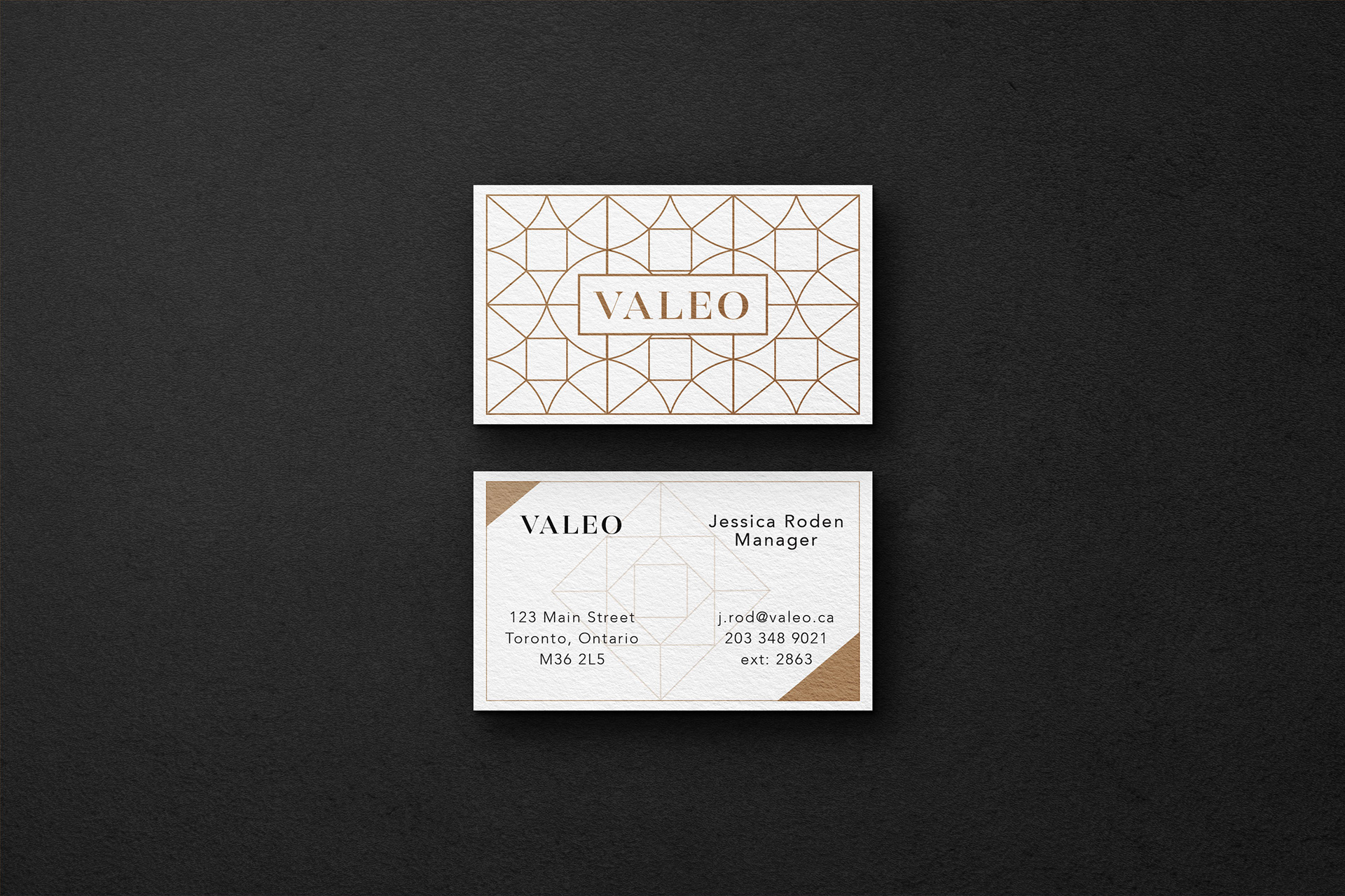 Business card, white and gold colour way.