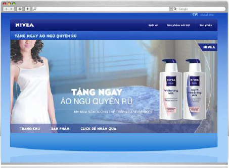 Website for "Nivea"