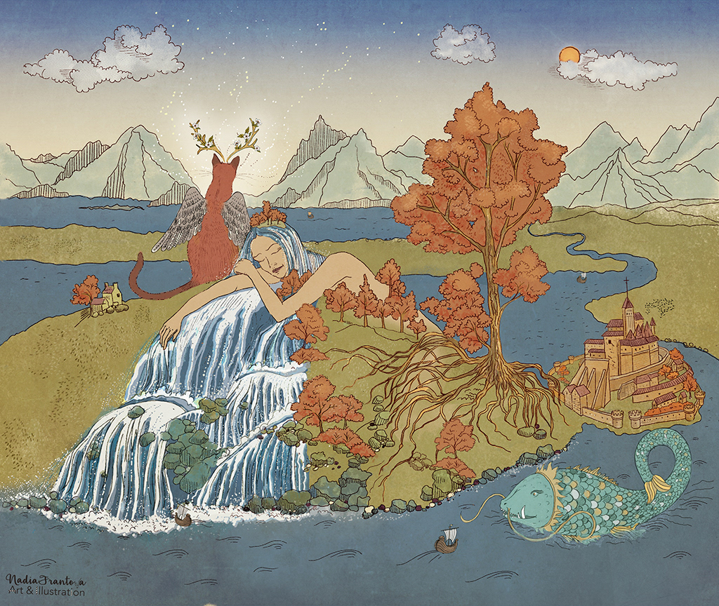 “Dream#1” is the first illustration in a series for my personal project influenced by Northern European myths Media: Pencil on paper,  Adobe Photoshop, Procreate, Adobe Fresco