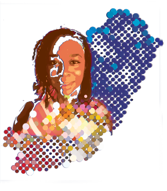 Pixel dot picture abstract, headshot of AMIL