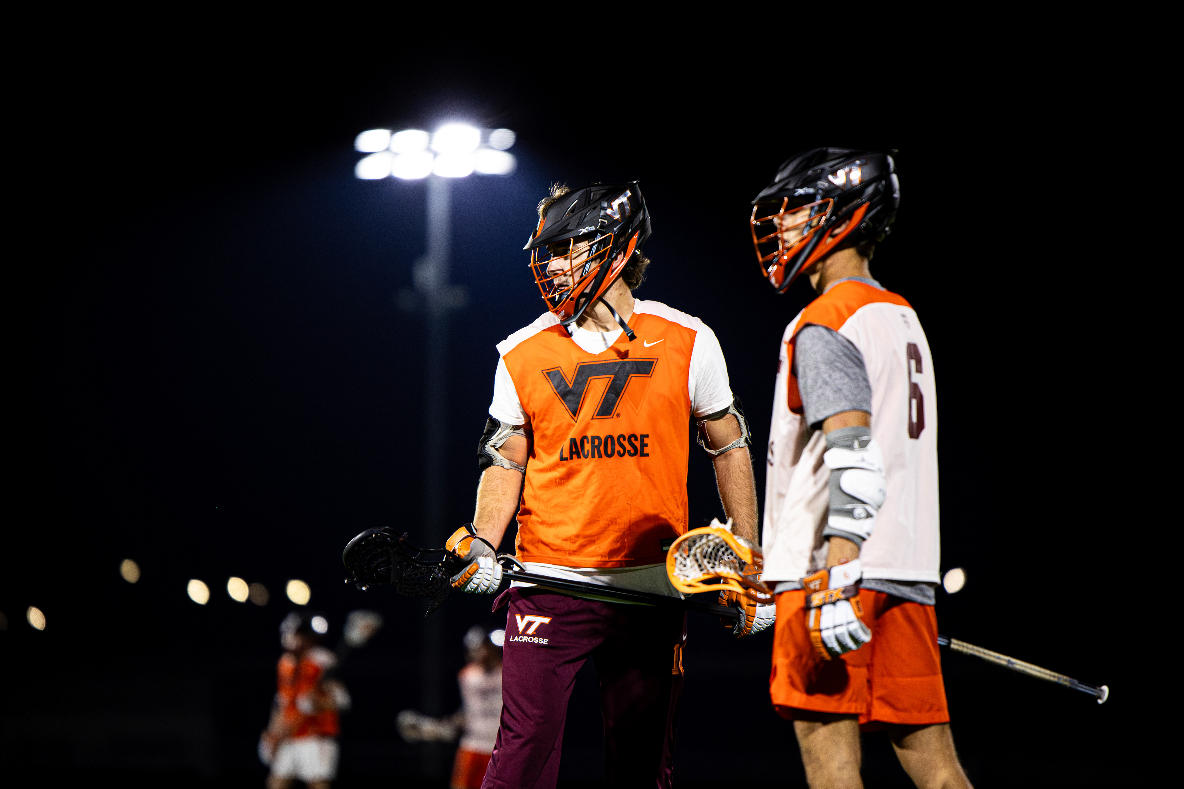 Zach Morgan (46) face guards Trevor Stocks (6) on Oct. 29, 2024. (Thomas Bray/JMC 4114)