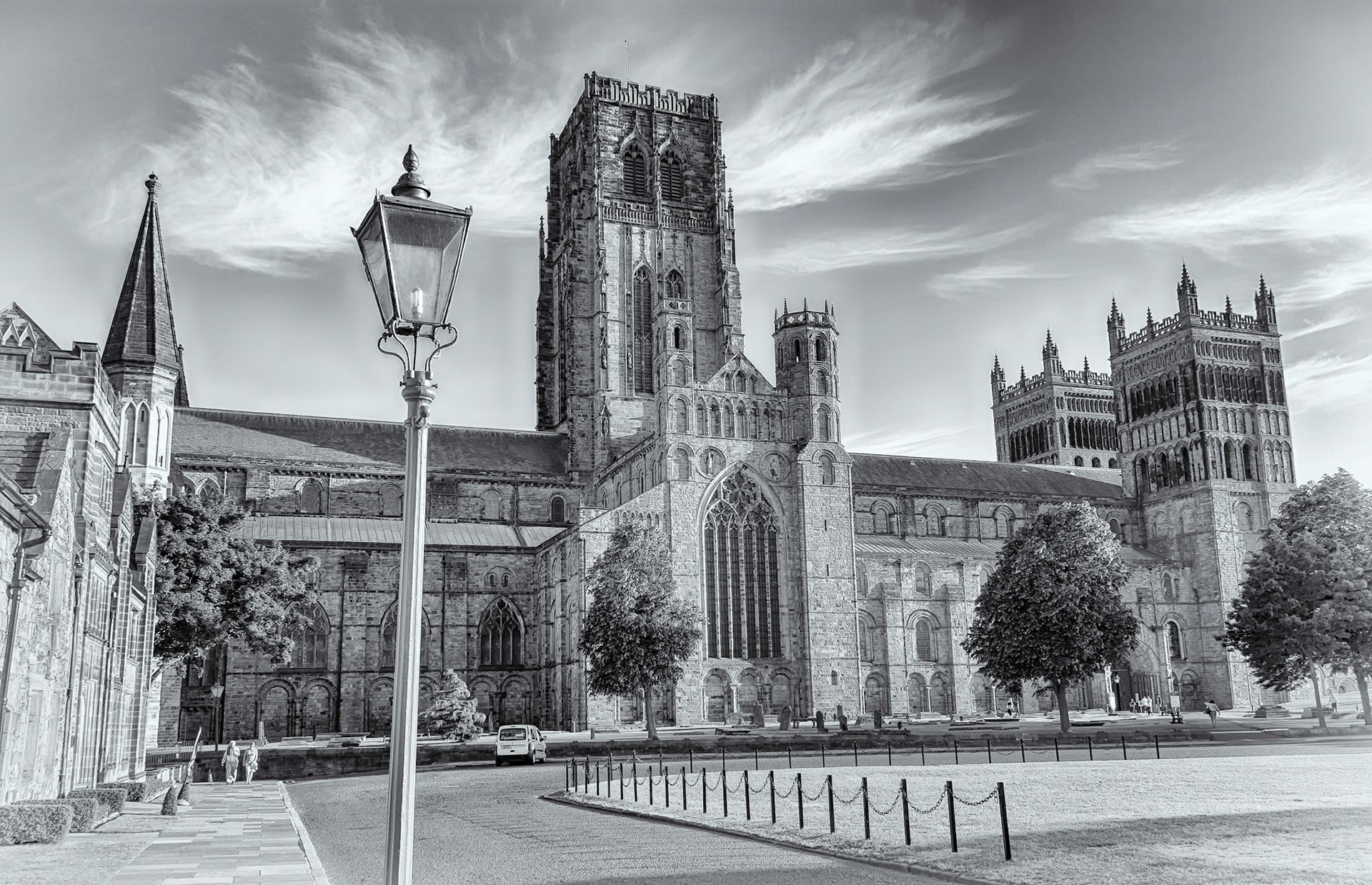 A toned image of Durham Cathedral on a quiet summer evening. 