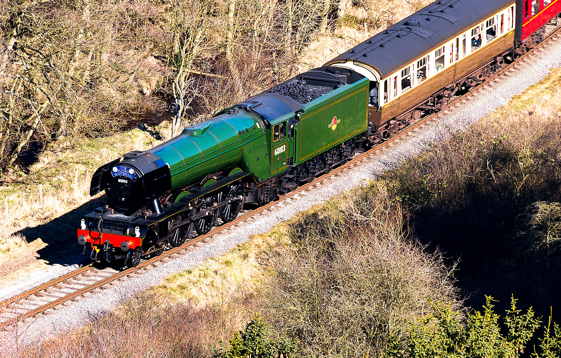 A3 60103 Flying Scotsman coasting downhill through Newtondale