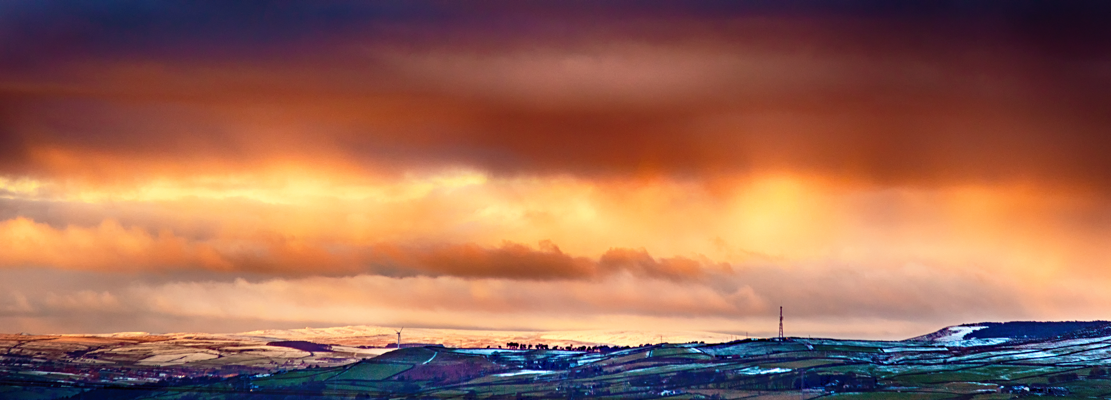 Ilkley Moor Sun set clouds