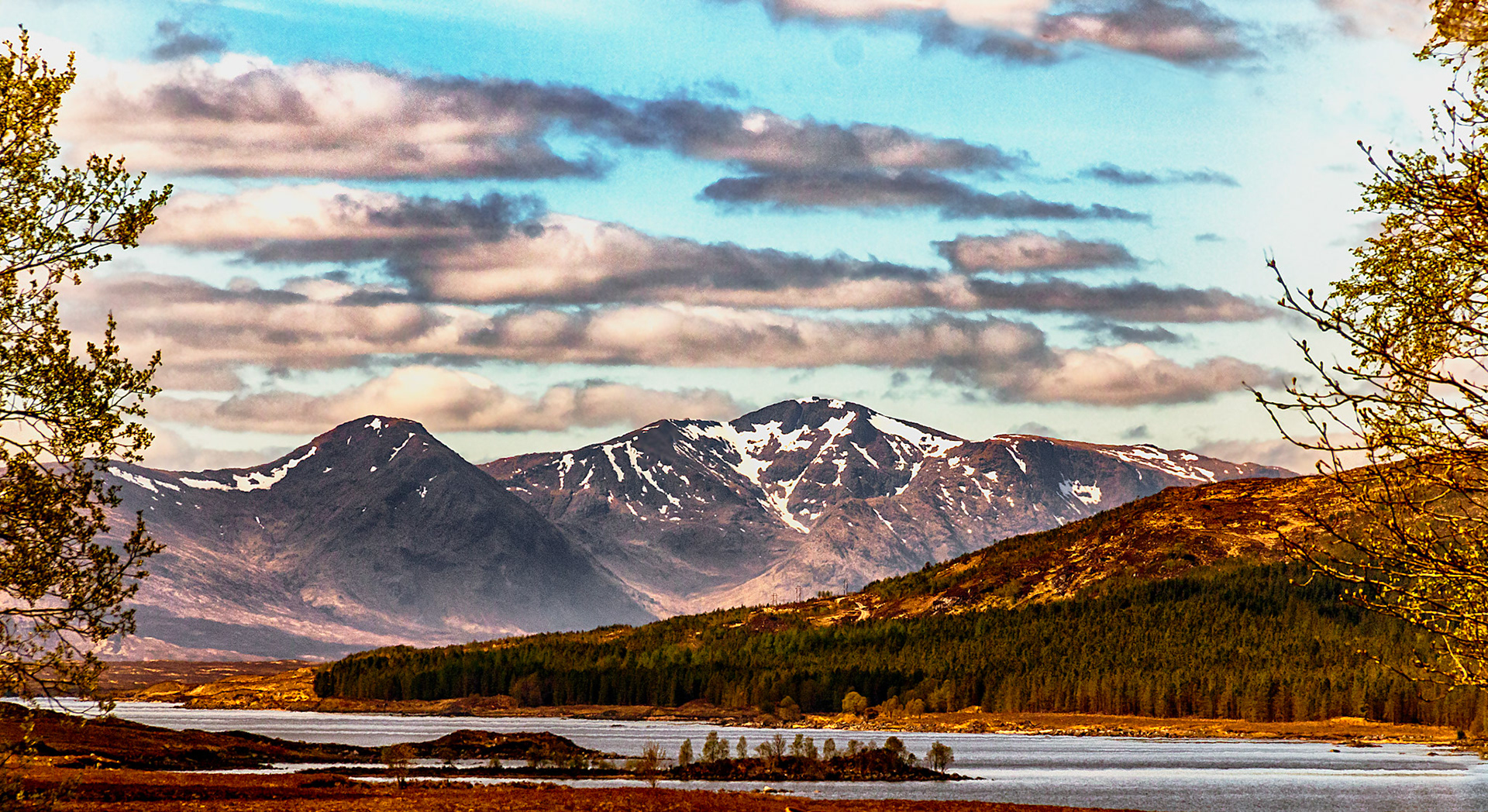 The view from the remote railway station of Rannoch  looking towards Glencoe, Scotland.