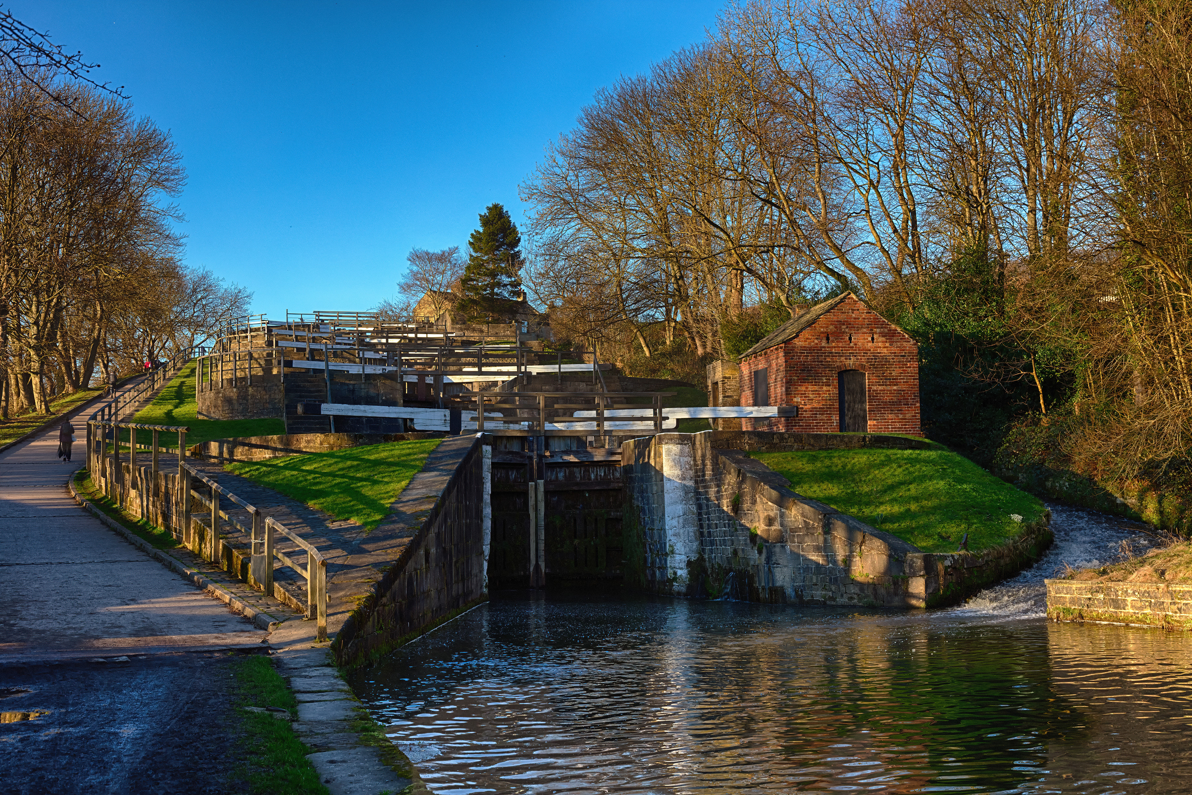 Leeds & Liverpool canal - Bingley Five Rise wide angle