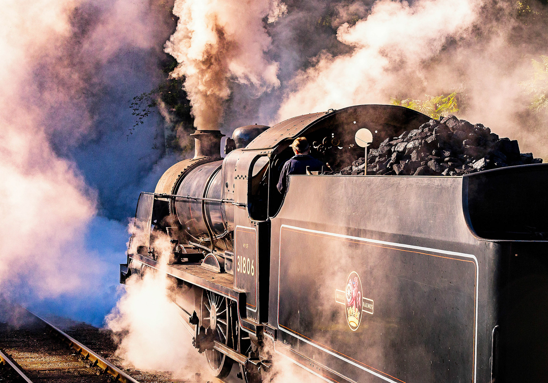 Maunsell 2-6-0 departing from Grosmont station on the North Yorkshire Moors Railway with a train for Pickering.