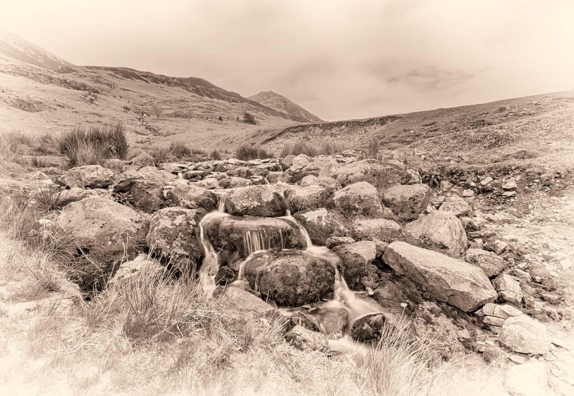 Cinderdale Beck tumbles down the southern side of Grasmoor and into Crummock Water in the north west corner of the English Lake District. 