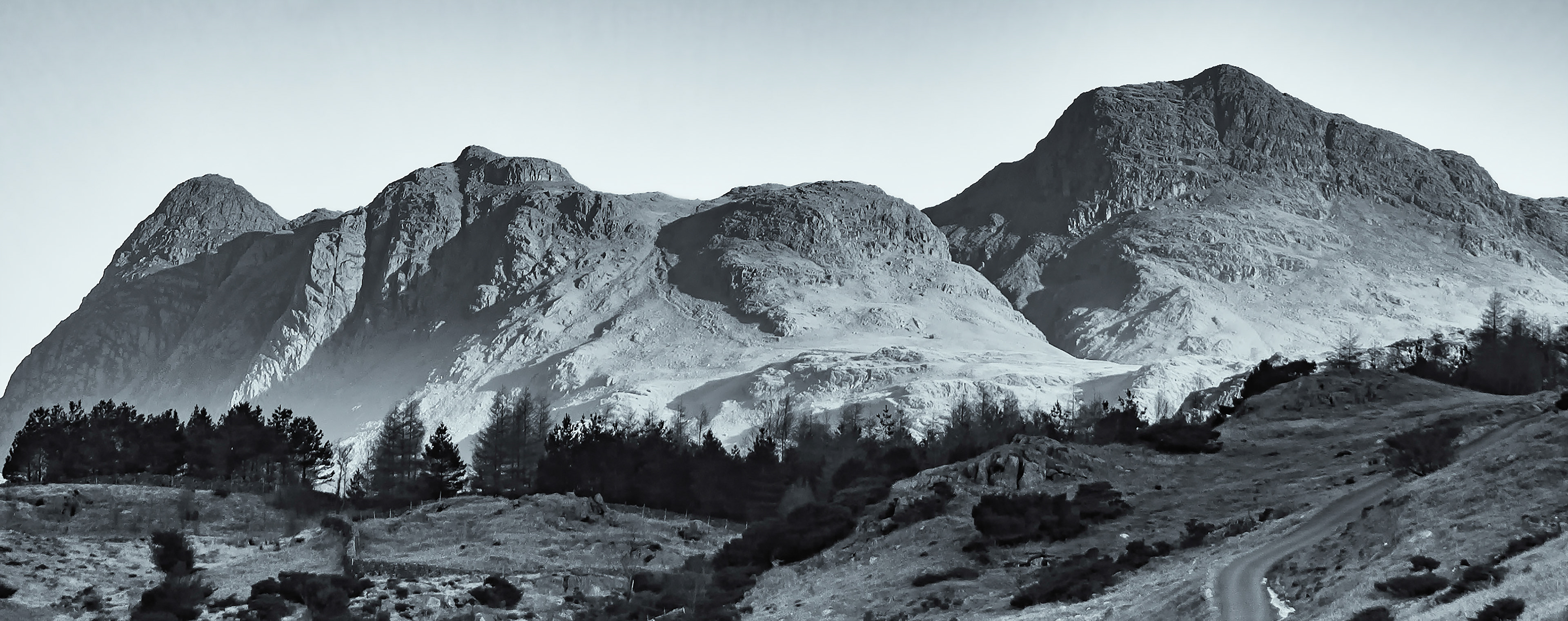 A toned image of the Langdale Pike in the heart of the English Lake District