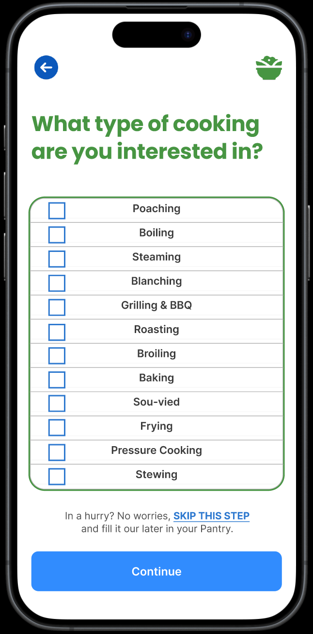 Cooking Interests Page