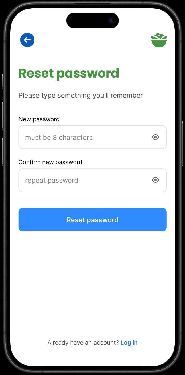 Reset Password Page