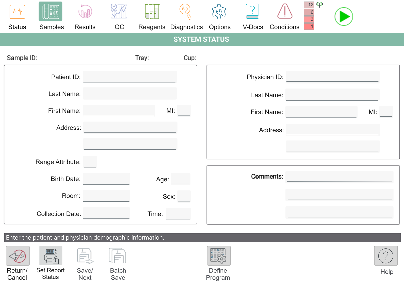 Samples: System Status ID Section