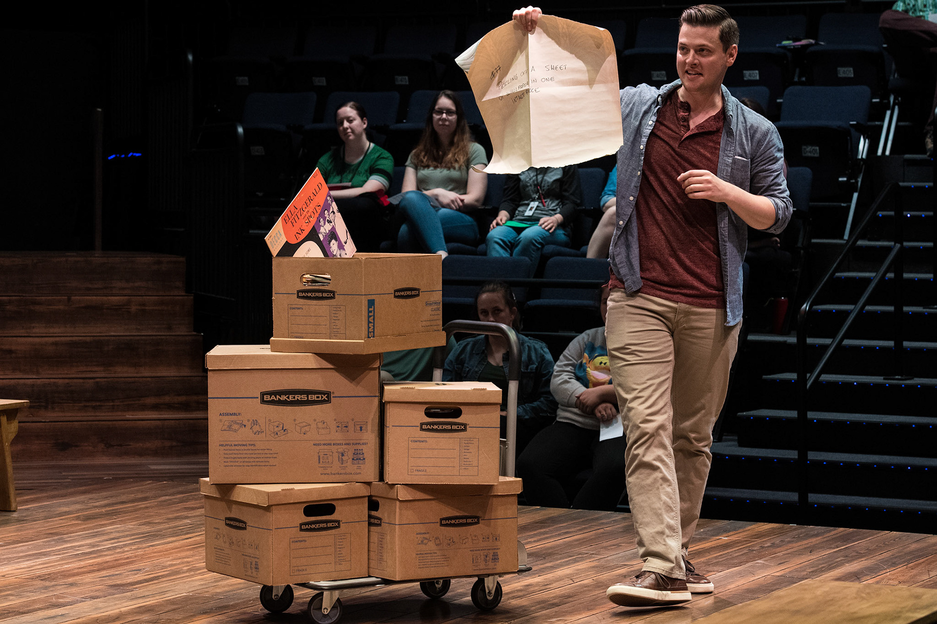 Michael Doherty in the Utah Shakespeare Festival’s 2019 production of Every Brilliant Thing. (Photo by Karl Hugh. Copyright Utah Shakespeare Festival 2019.)