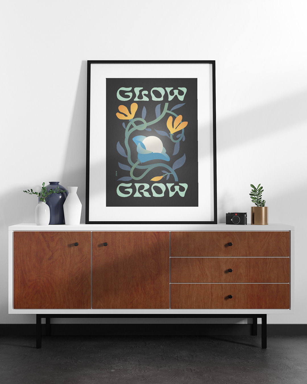 Colorful Glow Grow art poster by kotkit, showcasing an inspiring design that adds a cheerful touch to your decor.