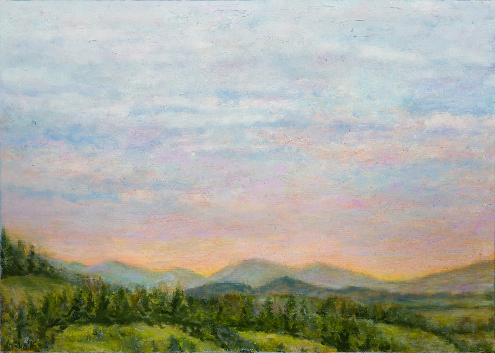 Mala Fatra Sunset in Slovakia - 2016 - oil on canvas