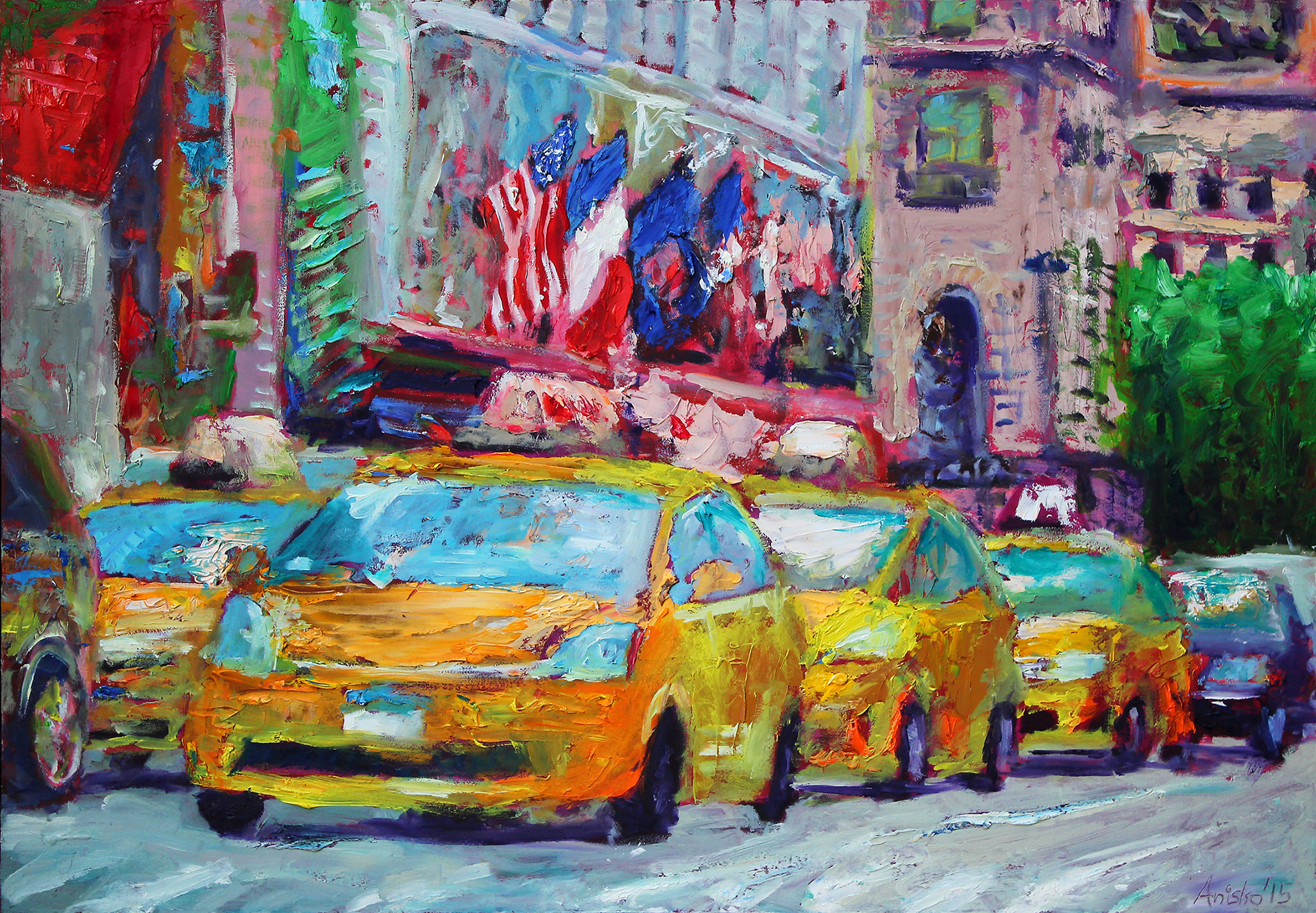 NYC Cabs - 2015 - oil on MDF panel