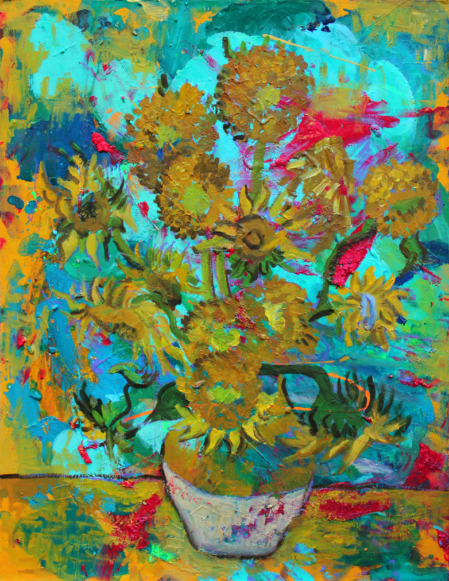 Sunflowers - 2017 - oil and acrylic on HDF panel