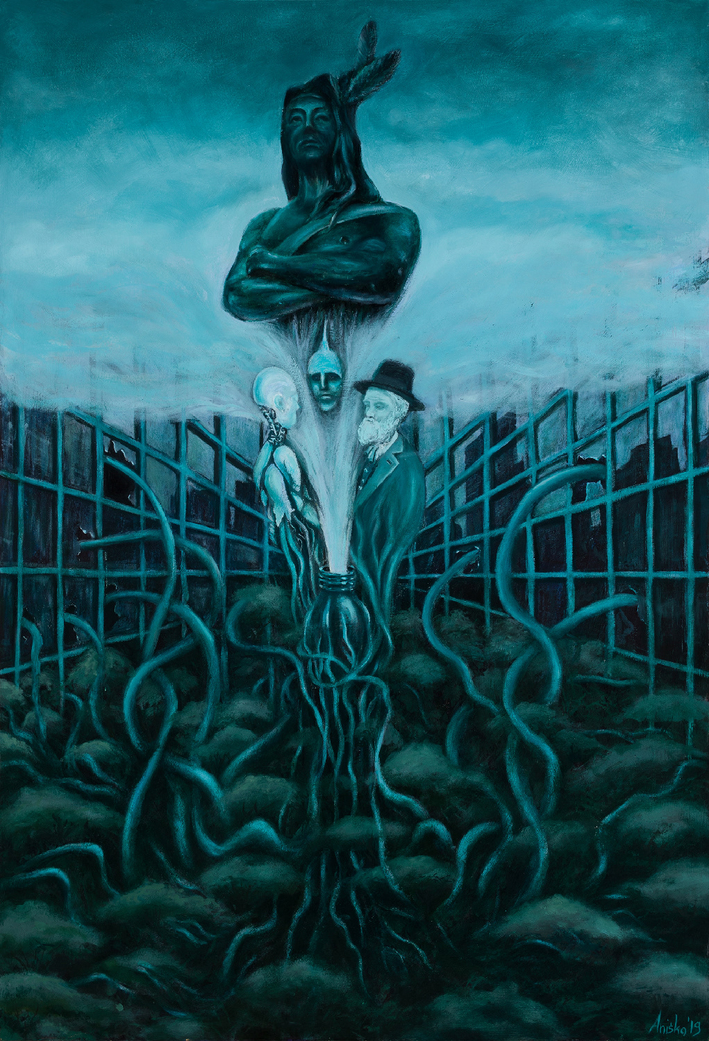 Cutout Spirit - oil on HDF panel