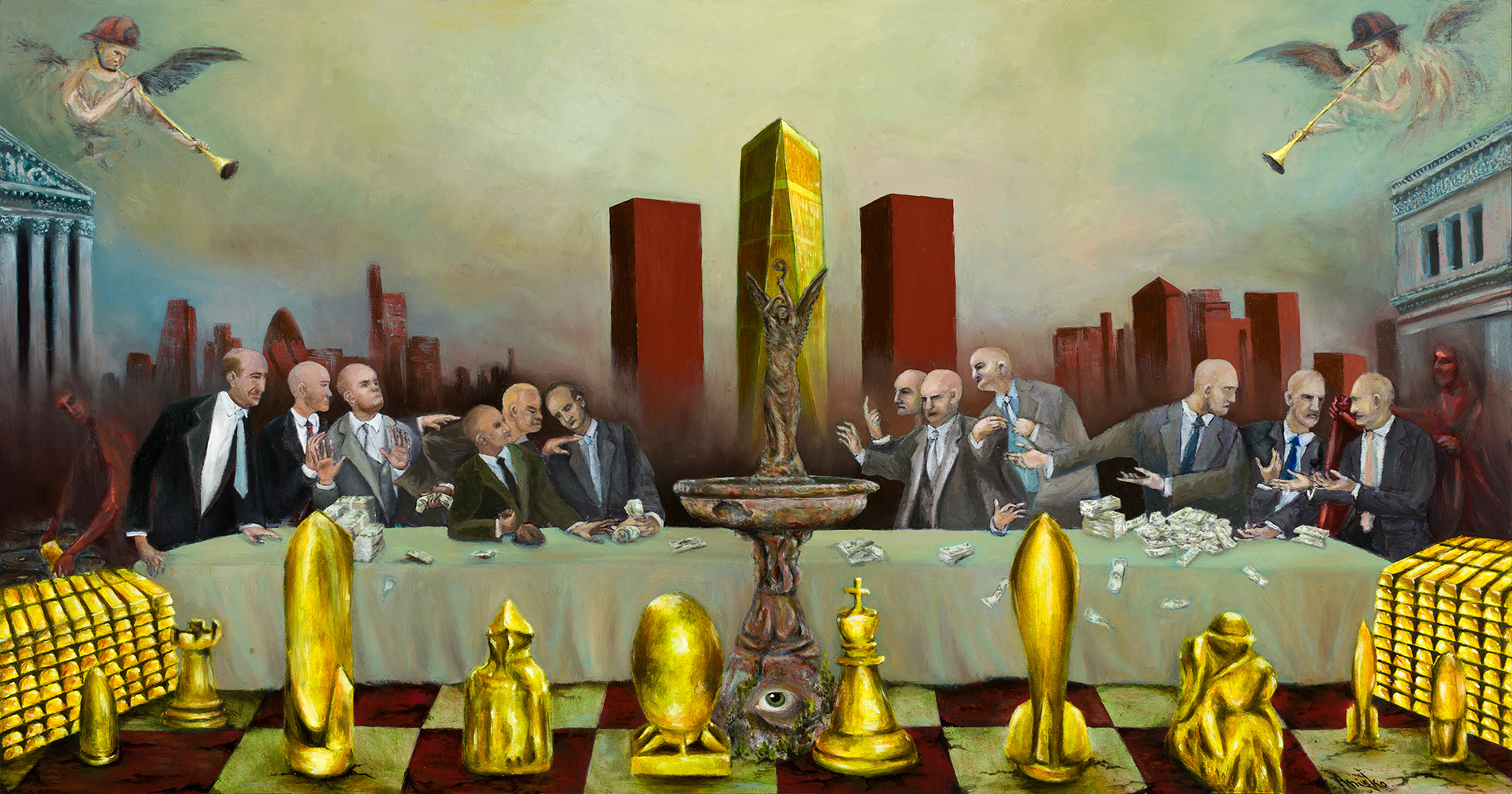 The Last Supper on Wall Street - oil on plywood panel