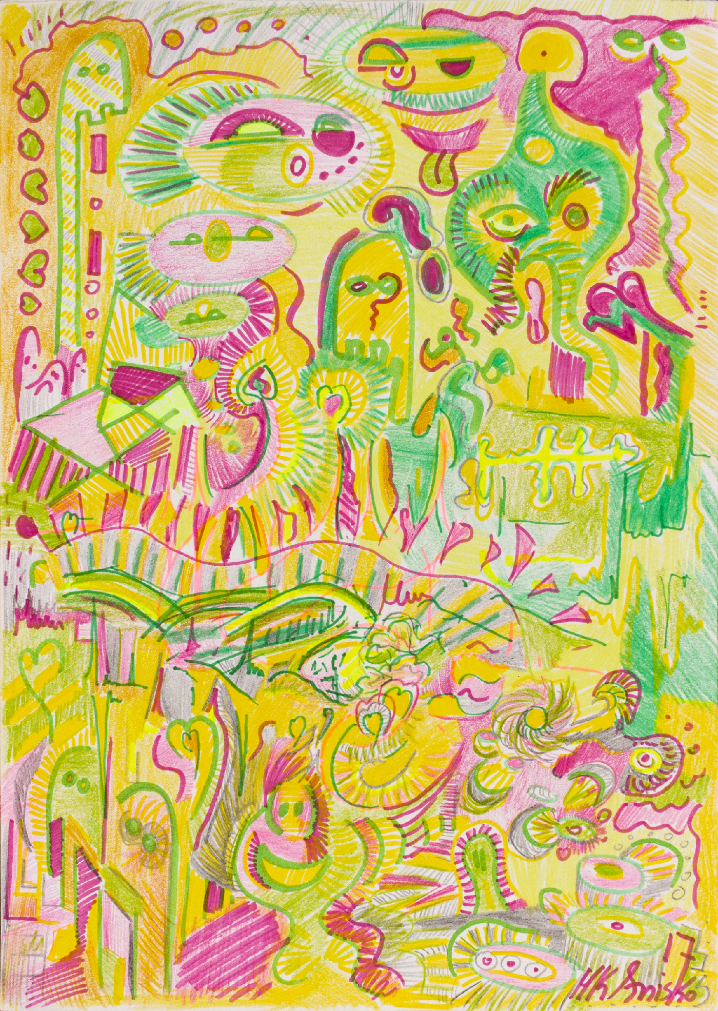 Clairaudient Dream - 2017 - ink and colored pencils on paper