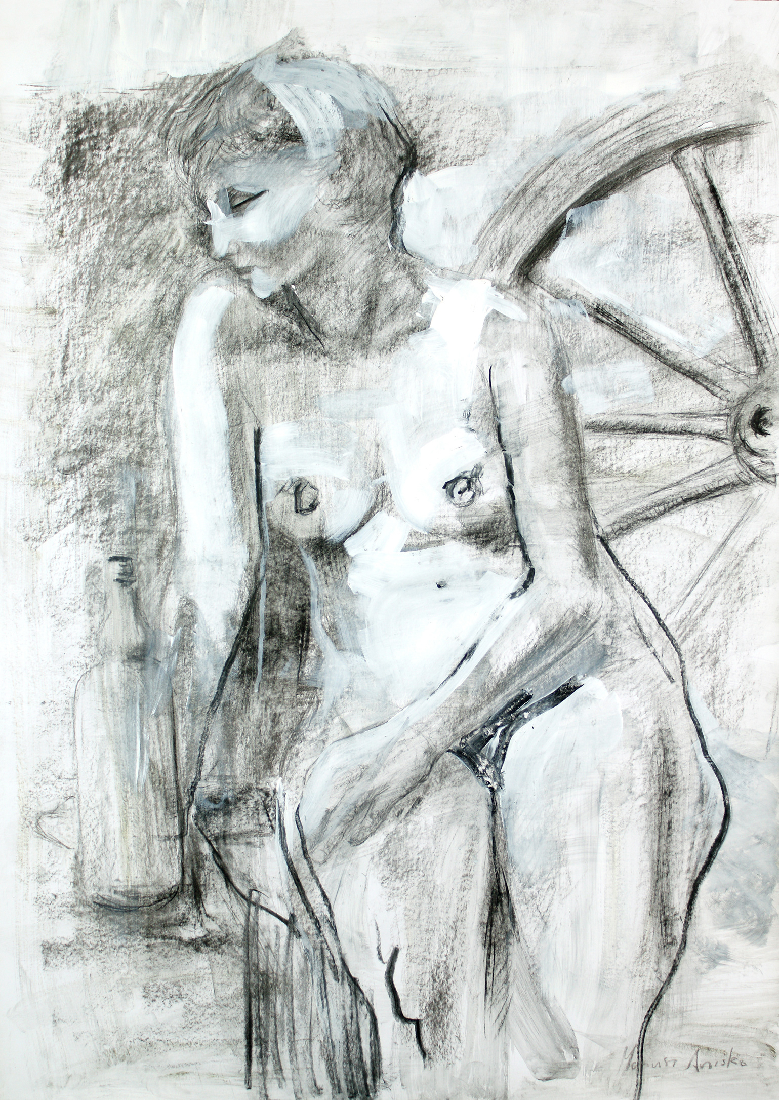 Human Study 20 - 2009 - charcoal and acrylic on paper
