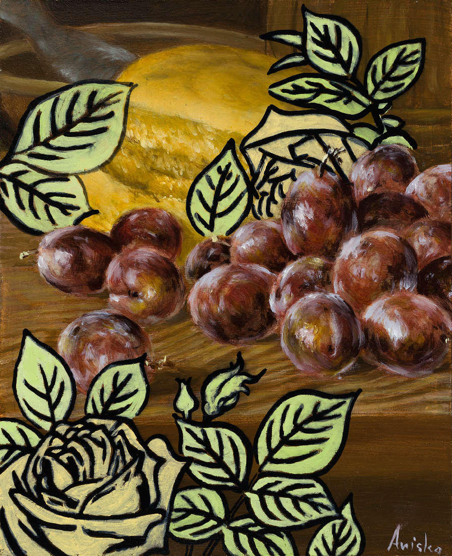 Organic Plums - oil on HDF panel