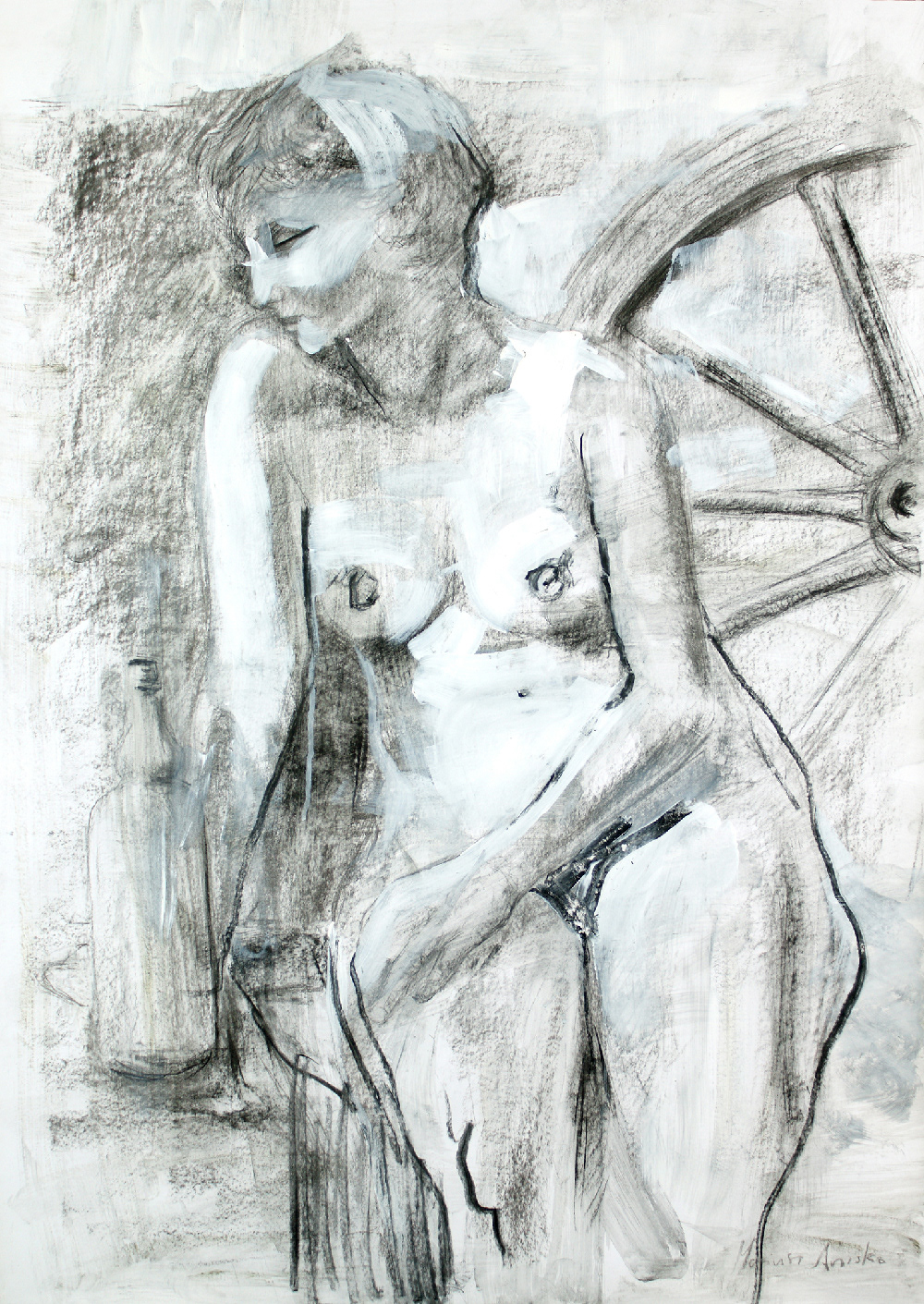 Human Study 20 - charcoal and acrylic on paper