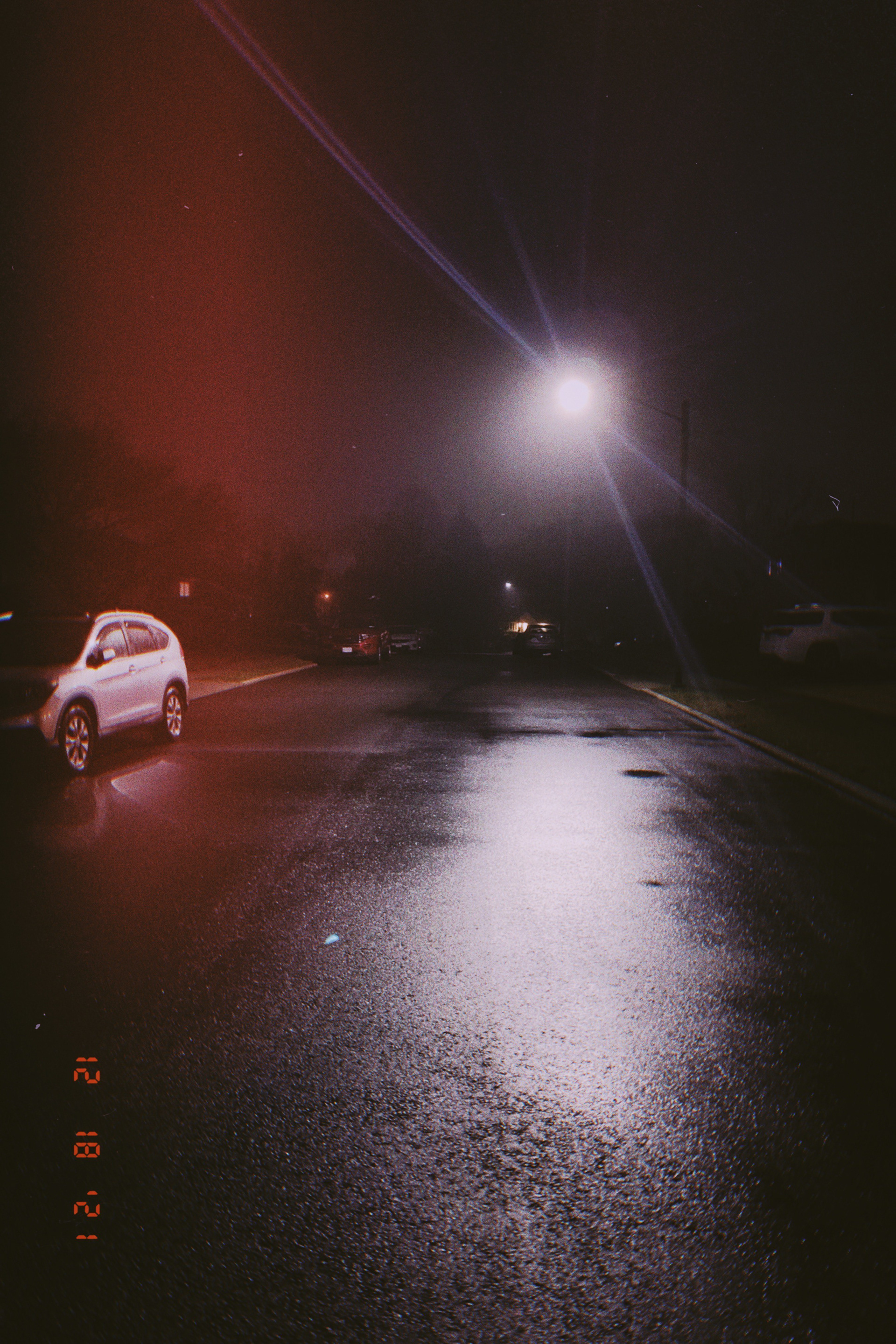 a quiet street at midnight