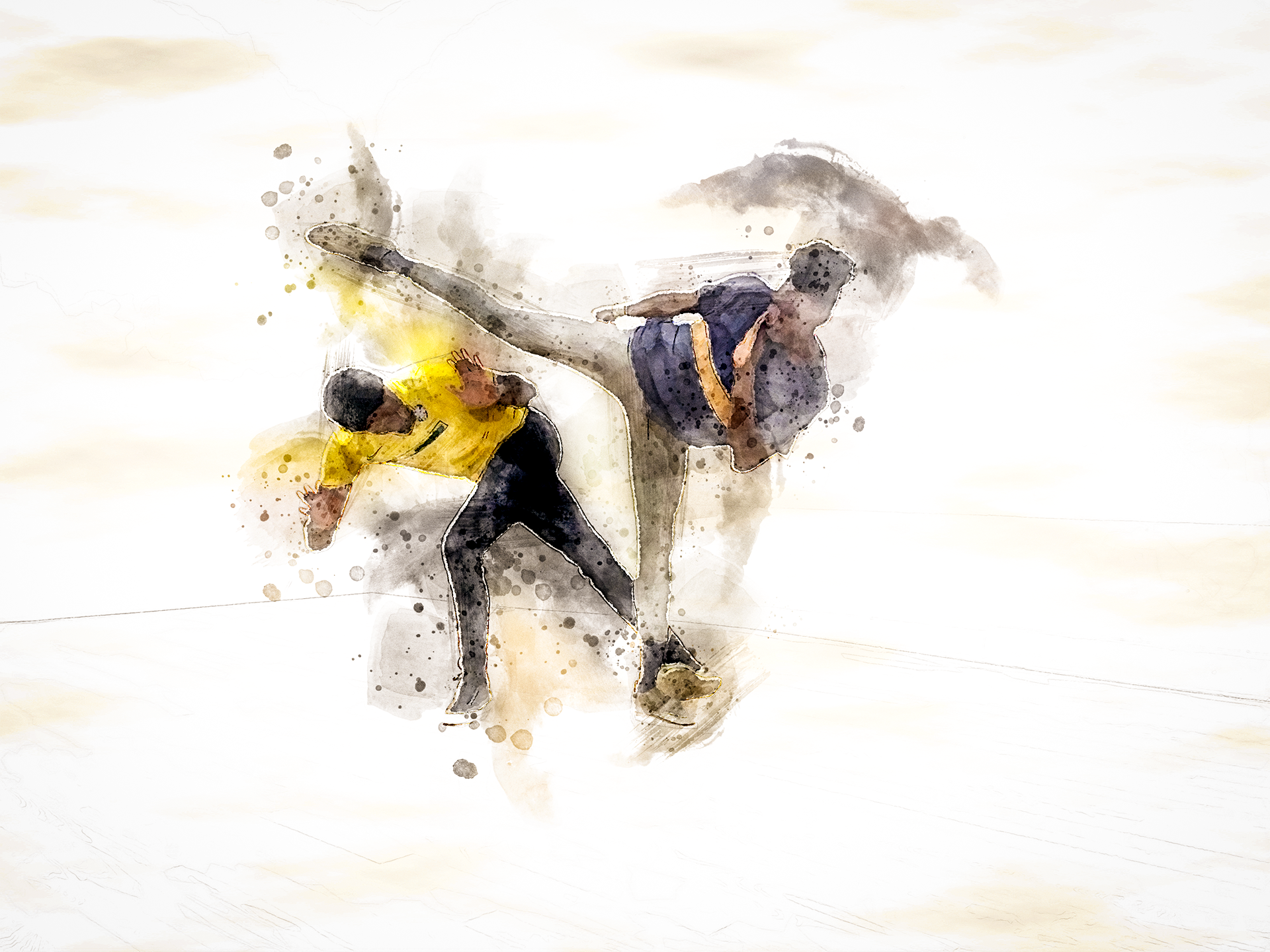 Capoeira, watercolor