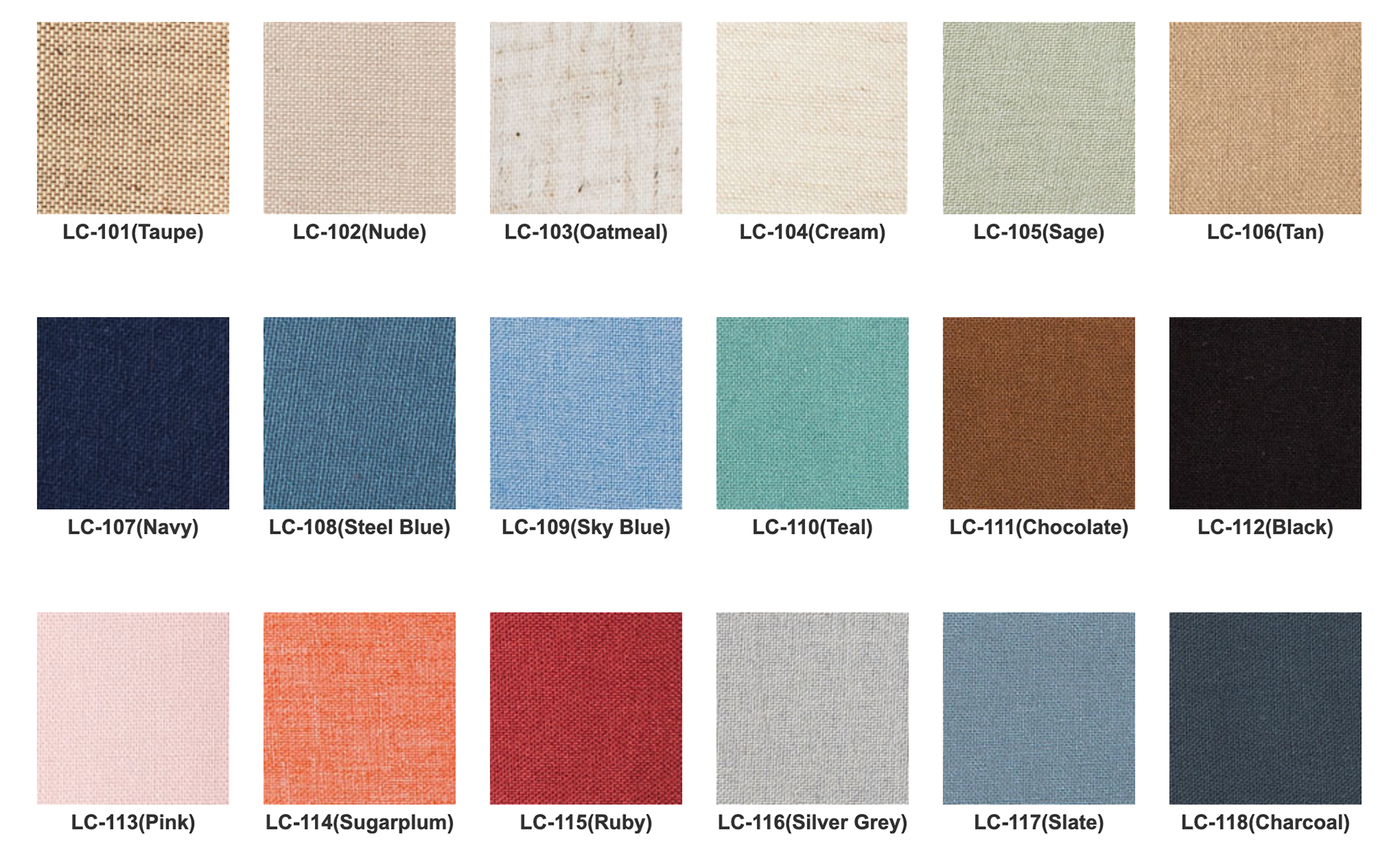 LINEN SWATCH CHART: CLICK IMAGE TO ENLARGE