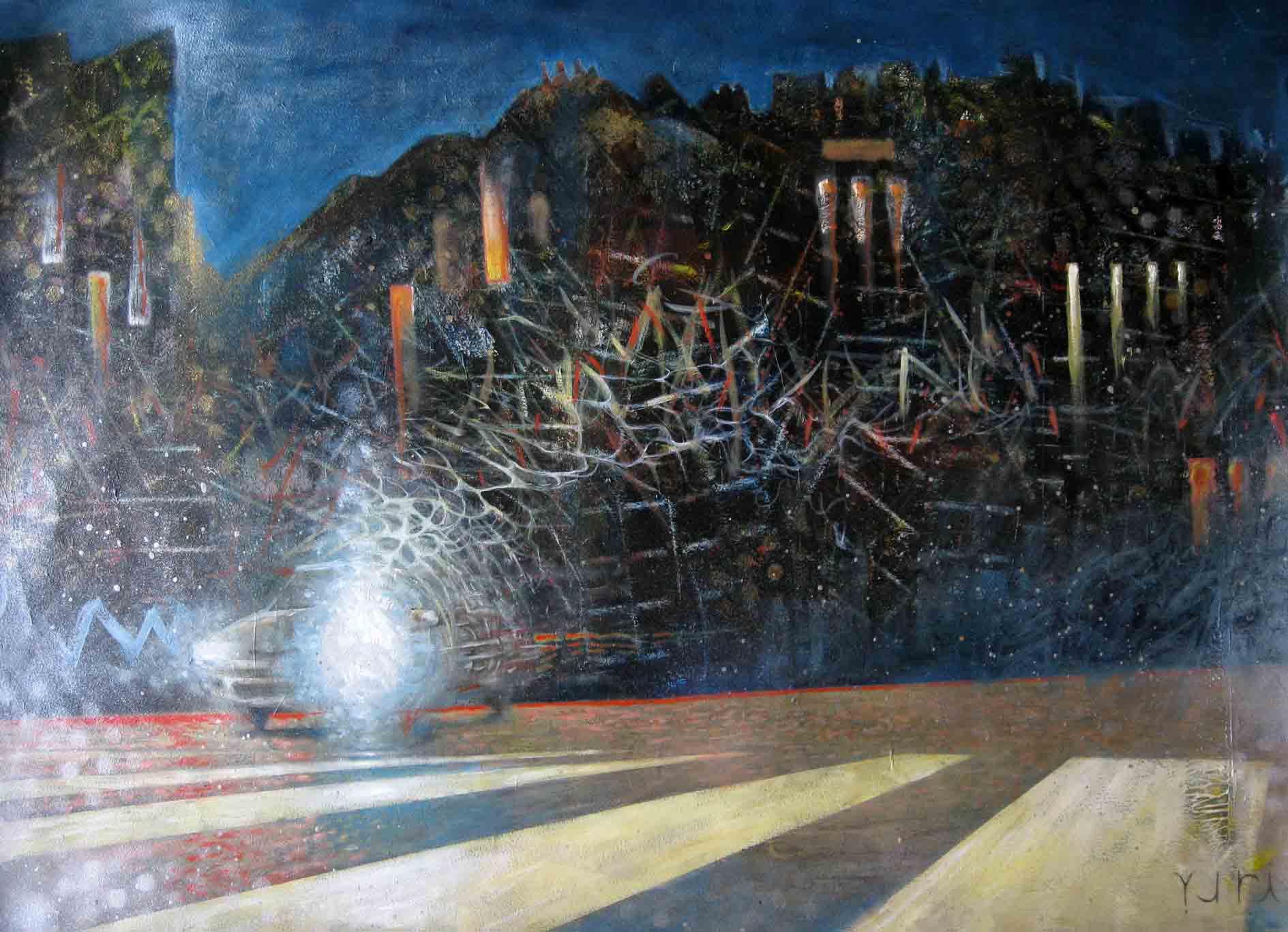 Nuit sombre, Acrylic on cotton paper