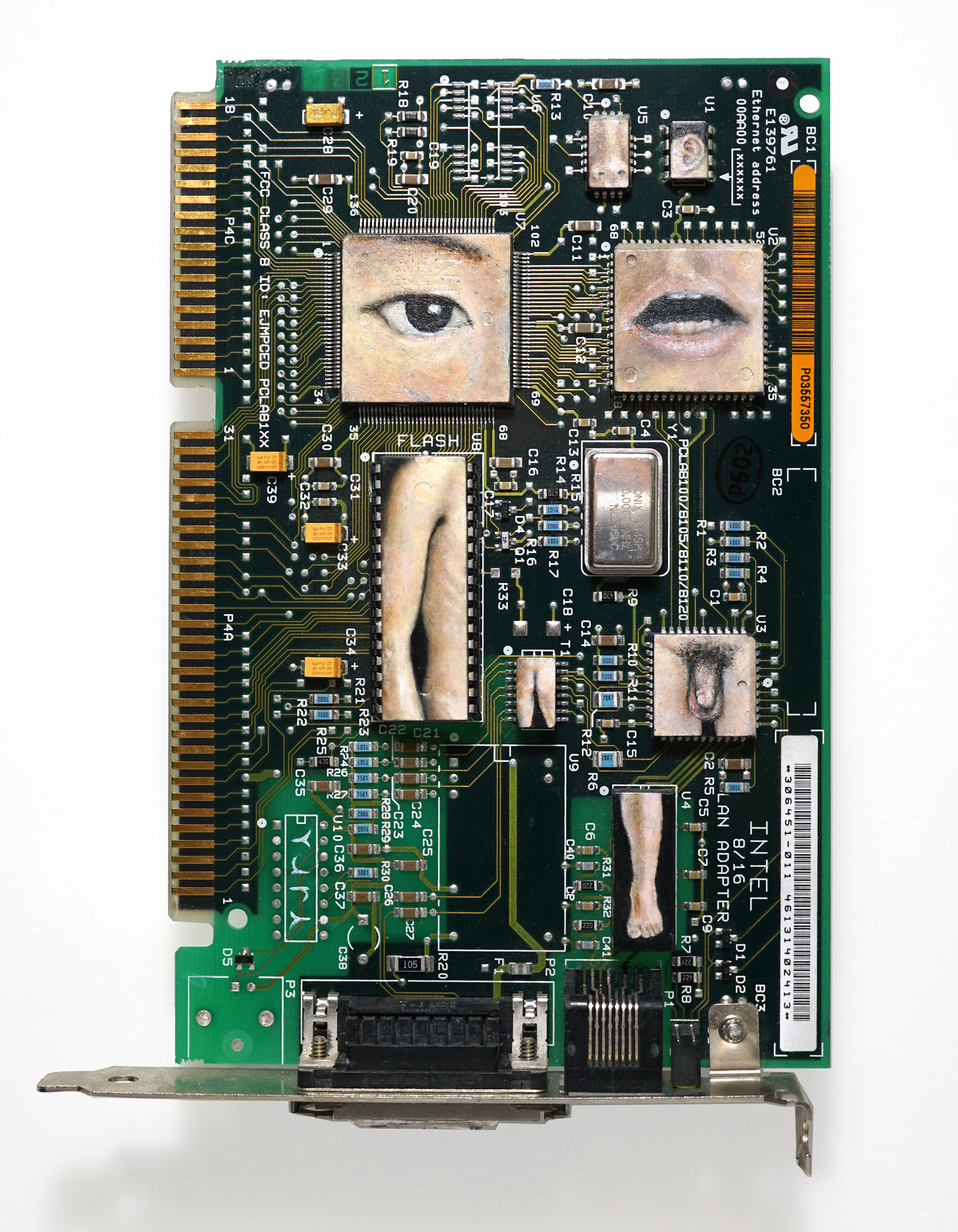 Body Electric Nº12, oil paint on circuit board