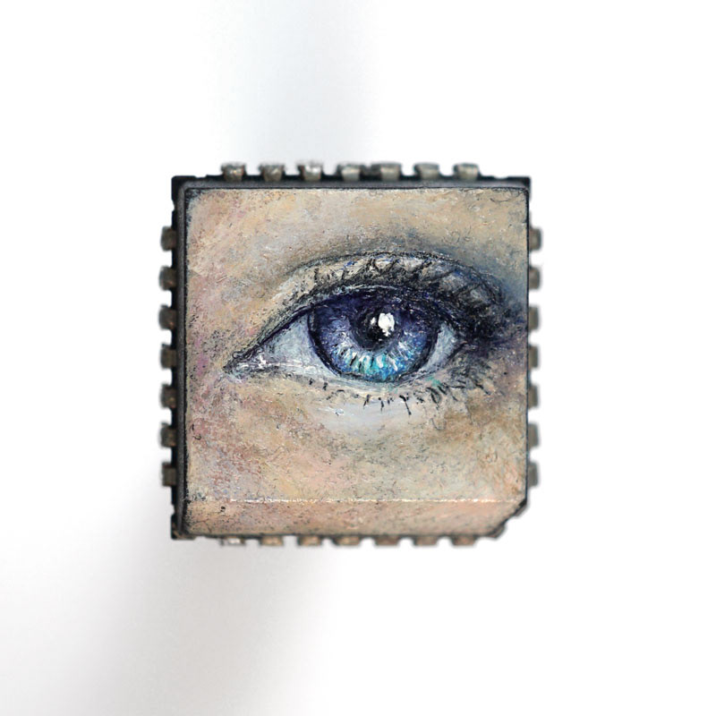 iEye, oil on microchip, 1 x 1 cm, 2018