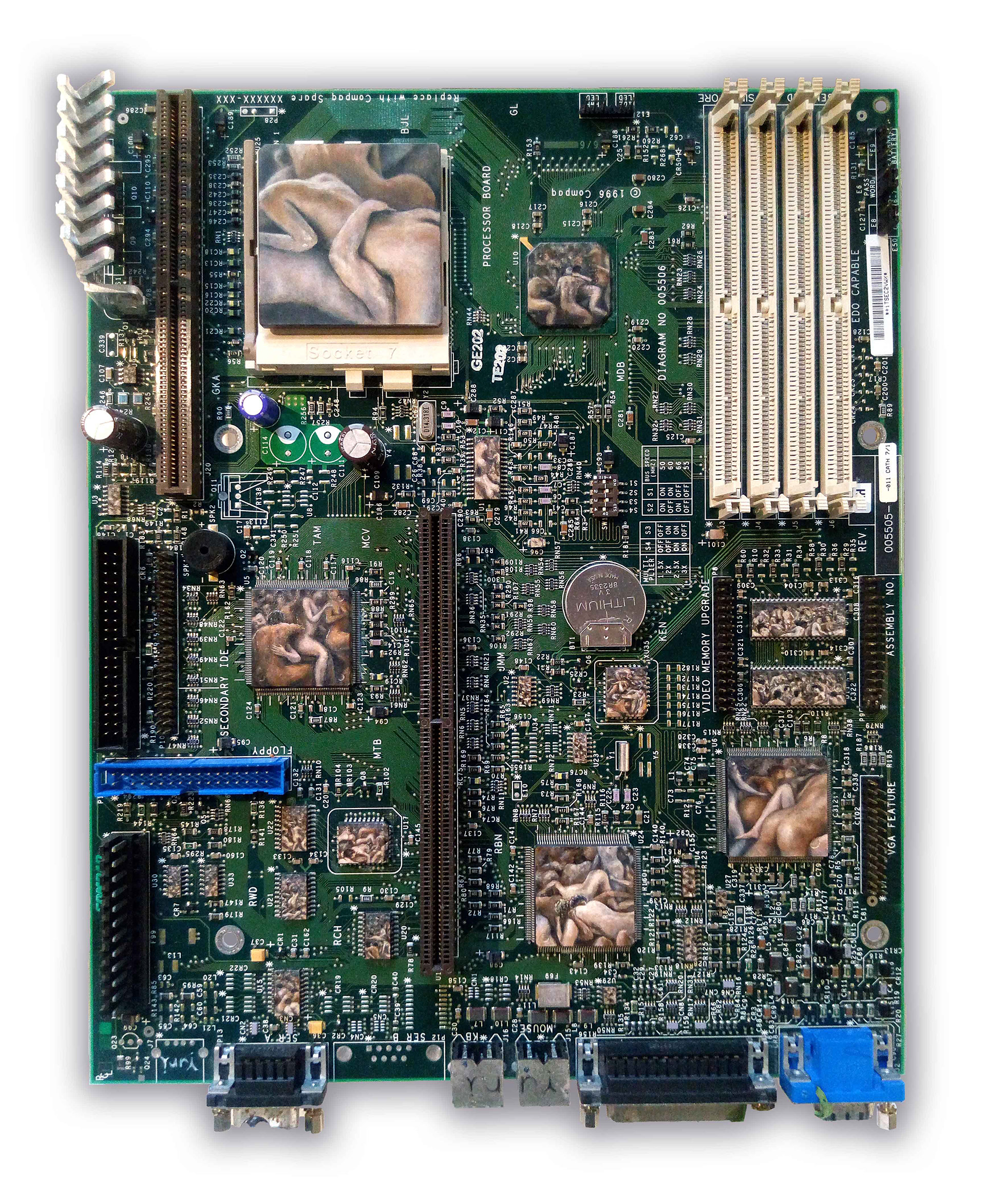 L'Orginateur, Oil paint on Circuit Board, 2019