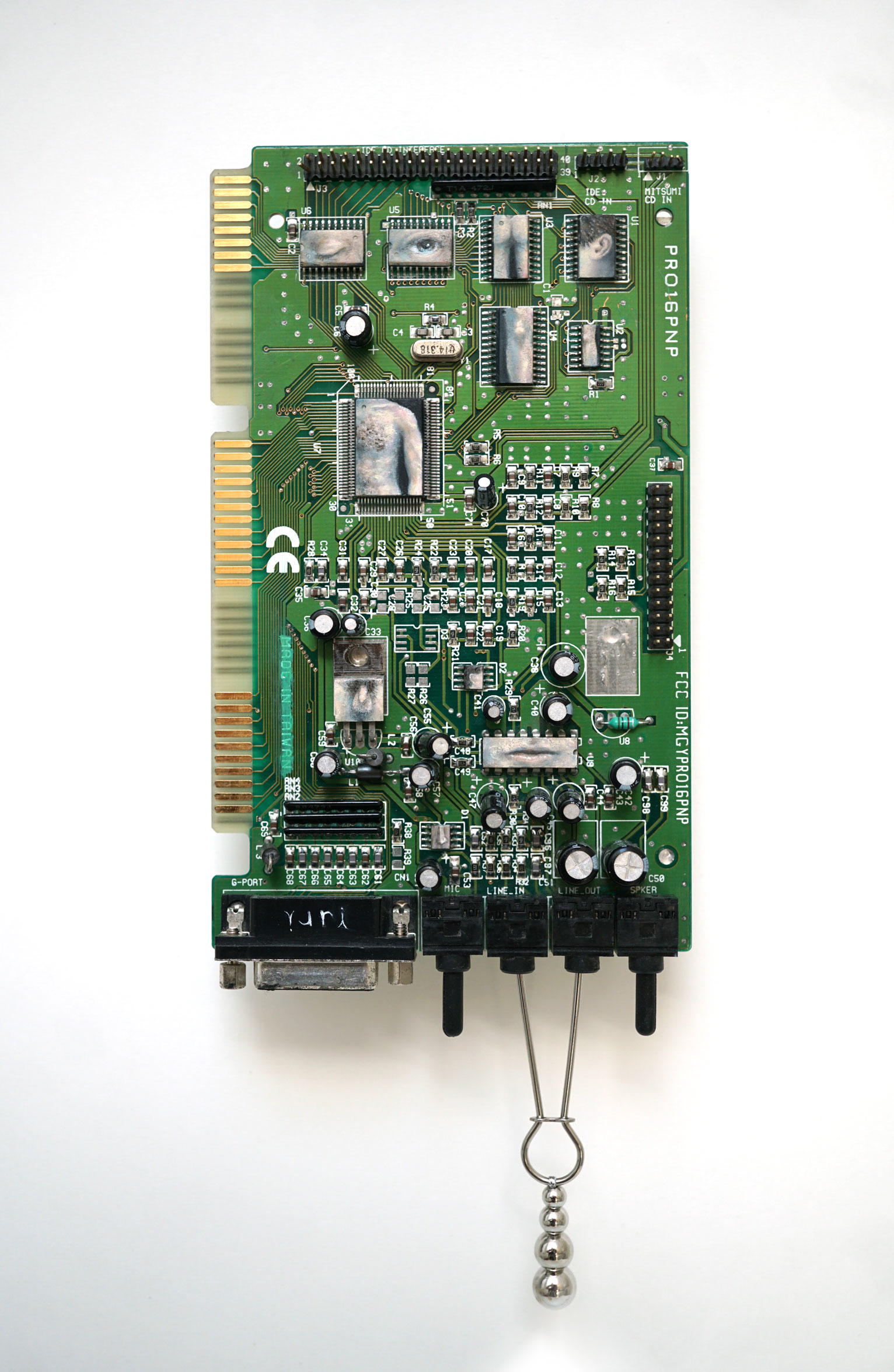 Utilisater masculin - Body Electric Nº3, oil paint on circuit board