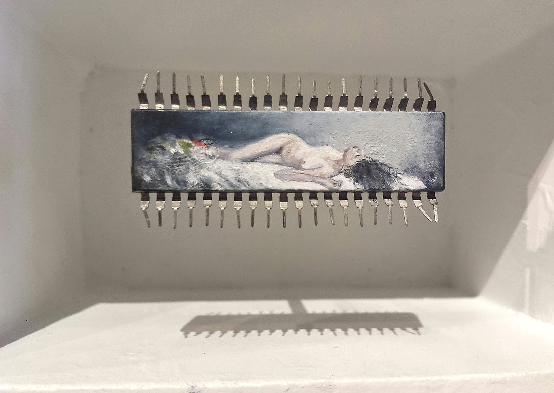 Reclining nude, Oil on Microchip, 2012