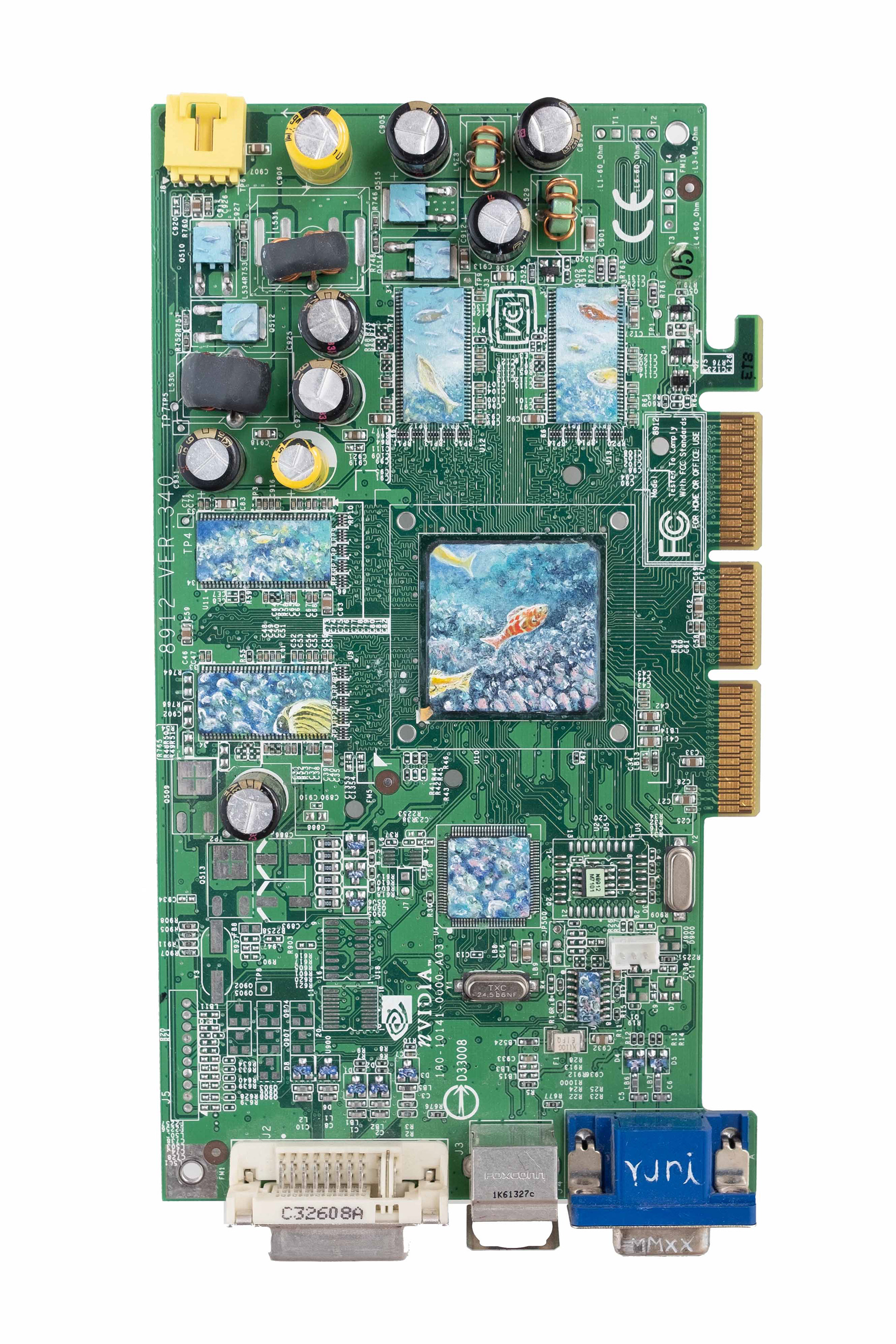 Coral reef, oil paint on circuit board