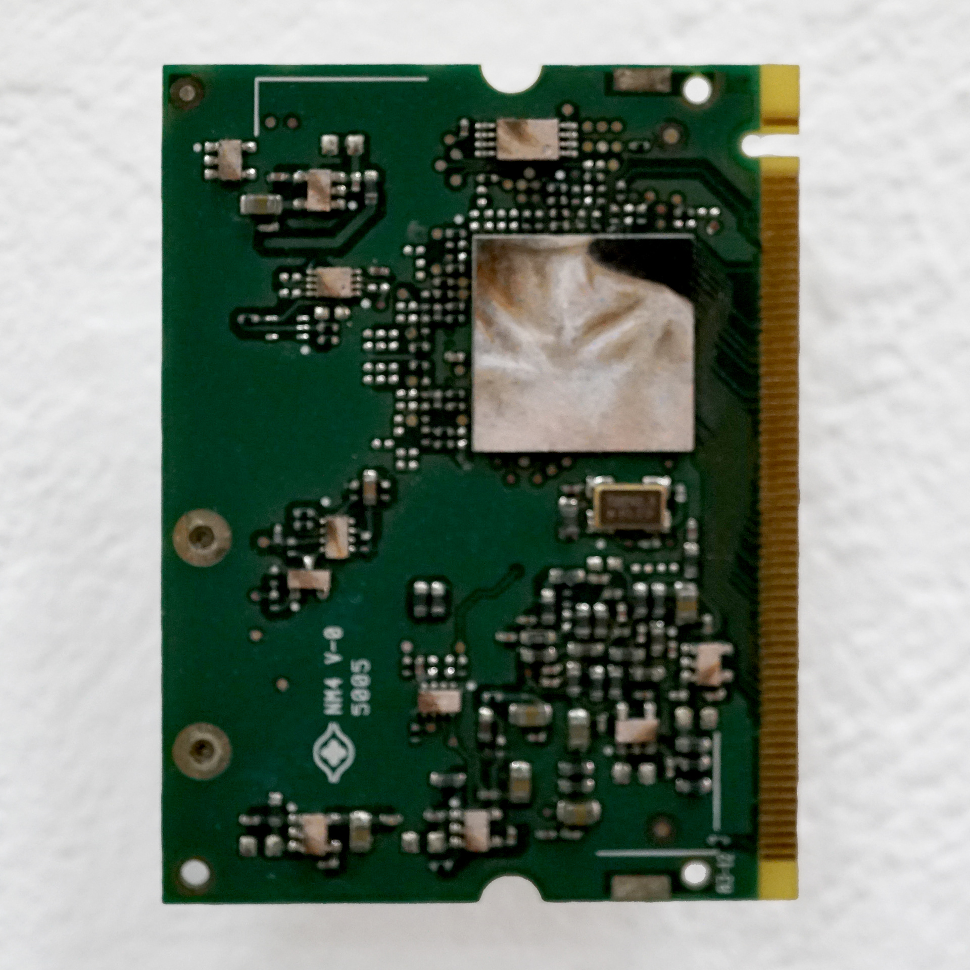 Untitled (collarbones), oil on circuit board, 7x4 cm